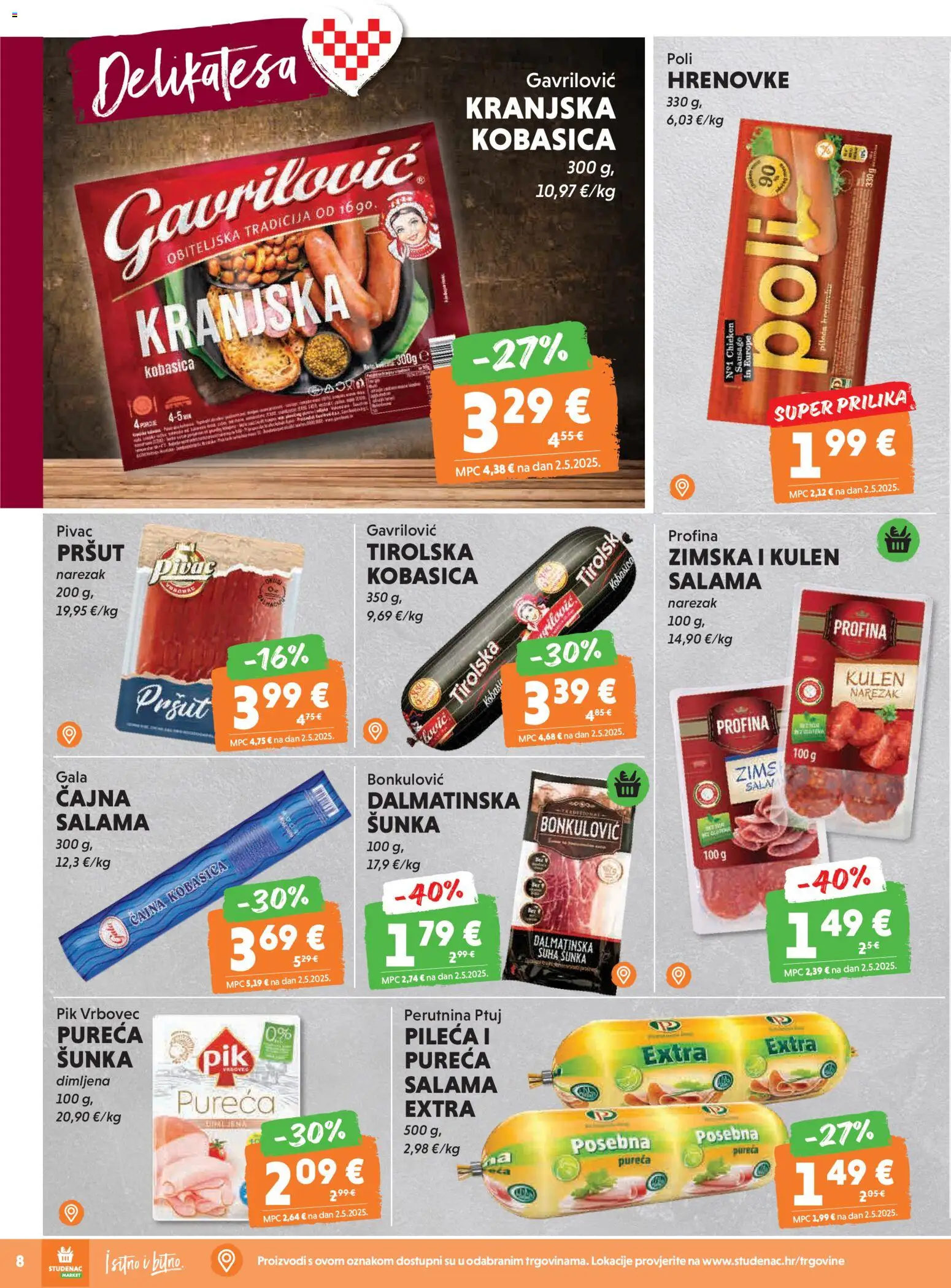 Studenac katalog | vrijedi od 28.01.2026 | Stranica: 8 | Proizvodi: Šunka, Narezak, Kobasica, Pik Vrbovec