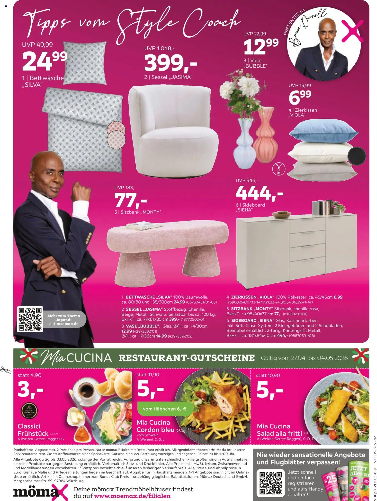 Mömax Prospekt 	 – gültig ab 27.04.2026 | Seite: 12 | Produkte: Sideboard, Hahnchen, Sessel, Vase