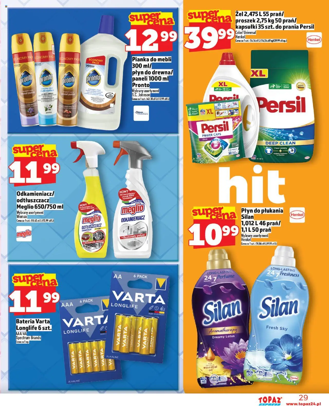Topaz Gazetka - Express od 23.10.2025 | Strona: 29 | Produkty: Meglio, Persil, Cleaner, Bateria