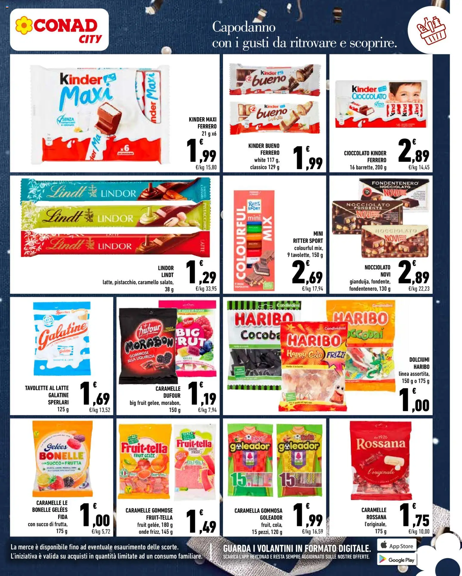 Volantino Conad del 27.12.2025 | Pagina: 5 | Prodotti: Cioccolato, Succo, Caramelle, Latte