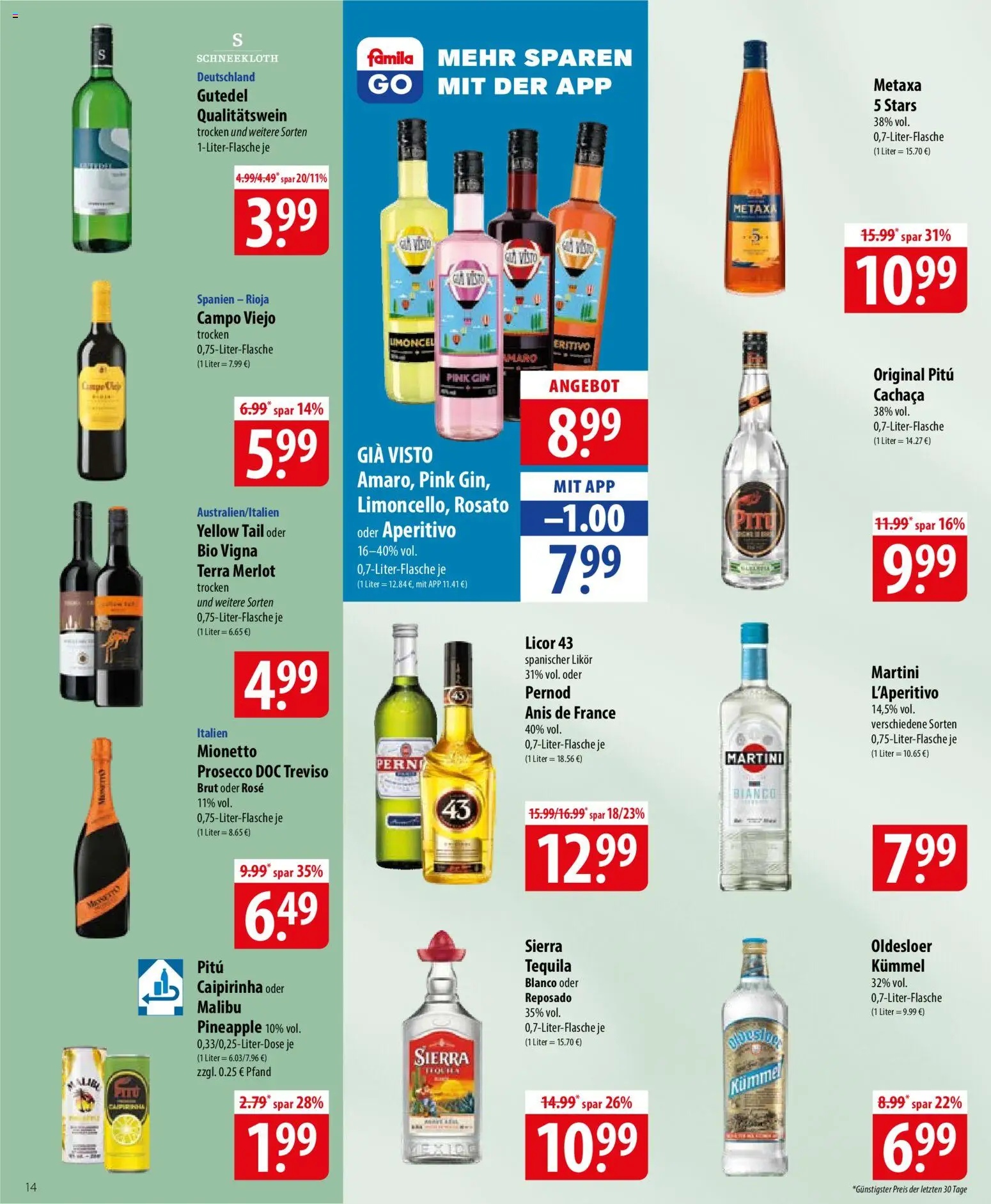 Famila Prospekt 	 – gültig ab 20.04.2026 | Seite: 14 | Produkte: Martini, Likör, Merlot, Oldesloer