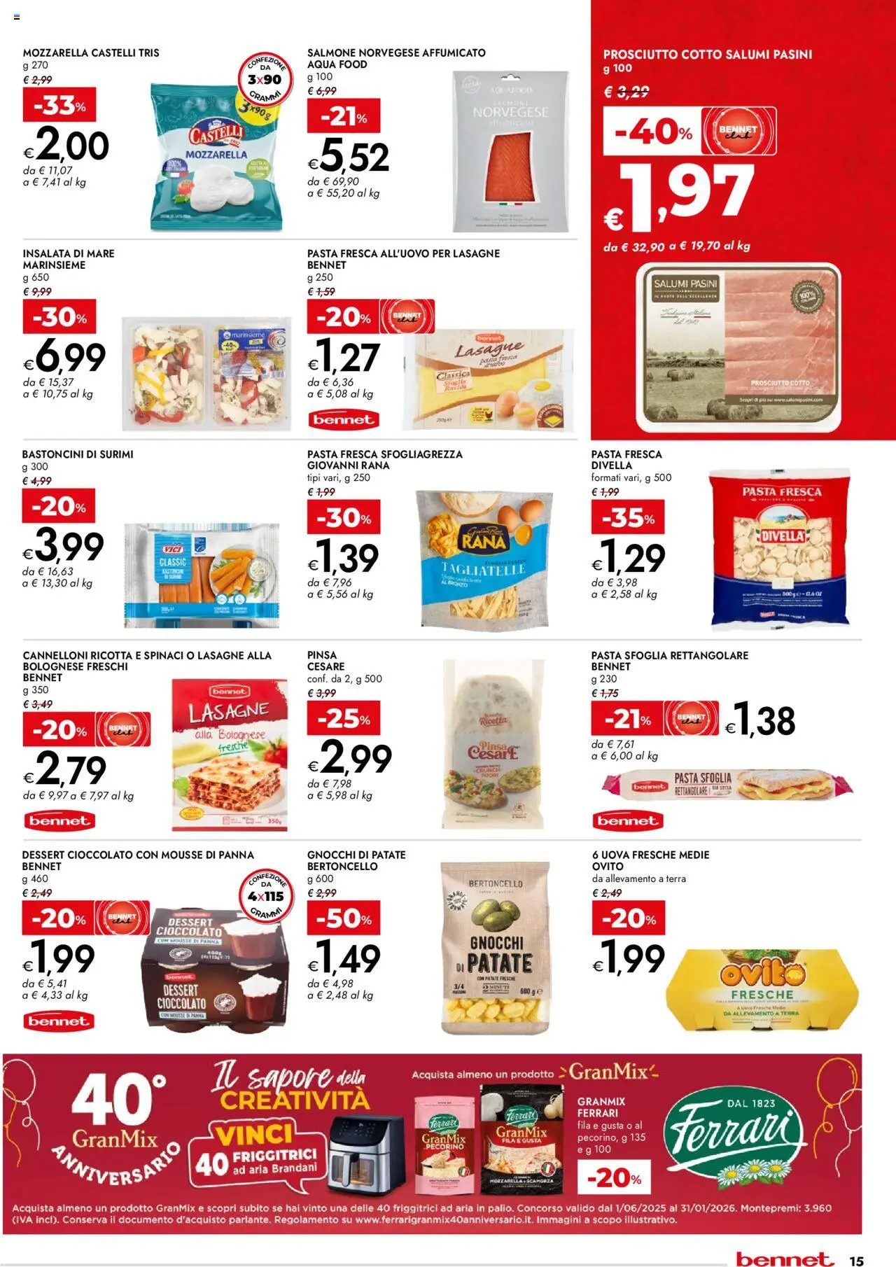 Volantino bennet del 25.09.2025 | Pagina: 15 | Prodotti: Panna, Patate, Pasta, Ricotta