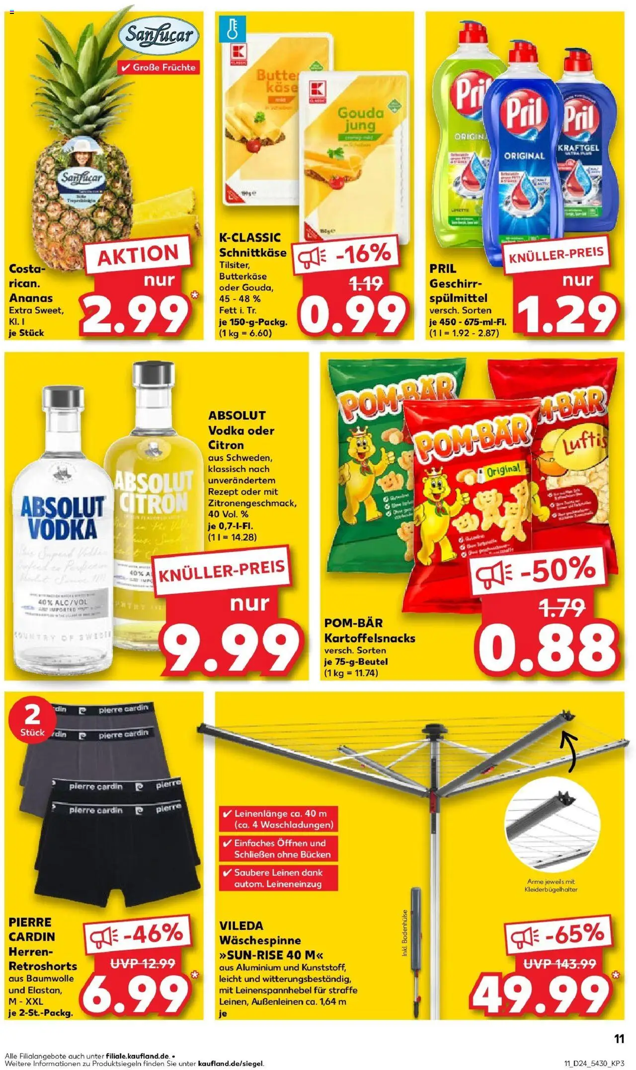 Kaufland prospekt Dingolfing	 - gültig ab dem 11.06.2025 | Seite: 11 | Produkte: Käse, Ananas, Vodka, Pril