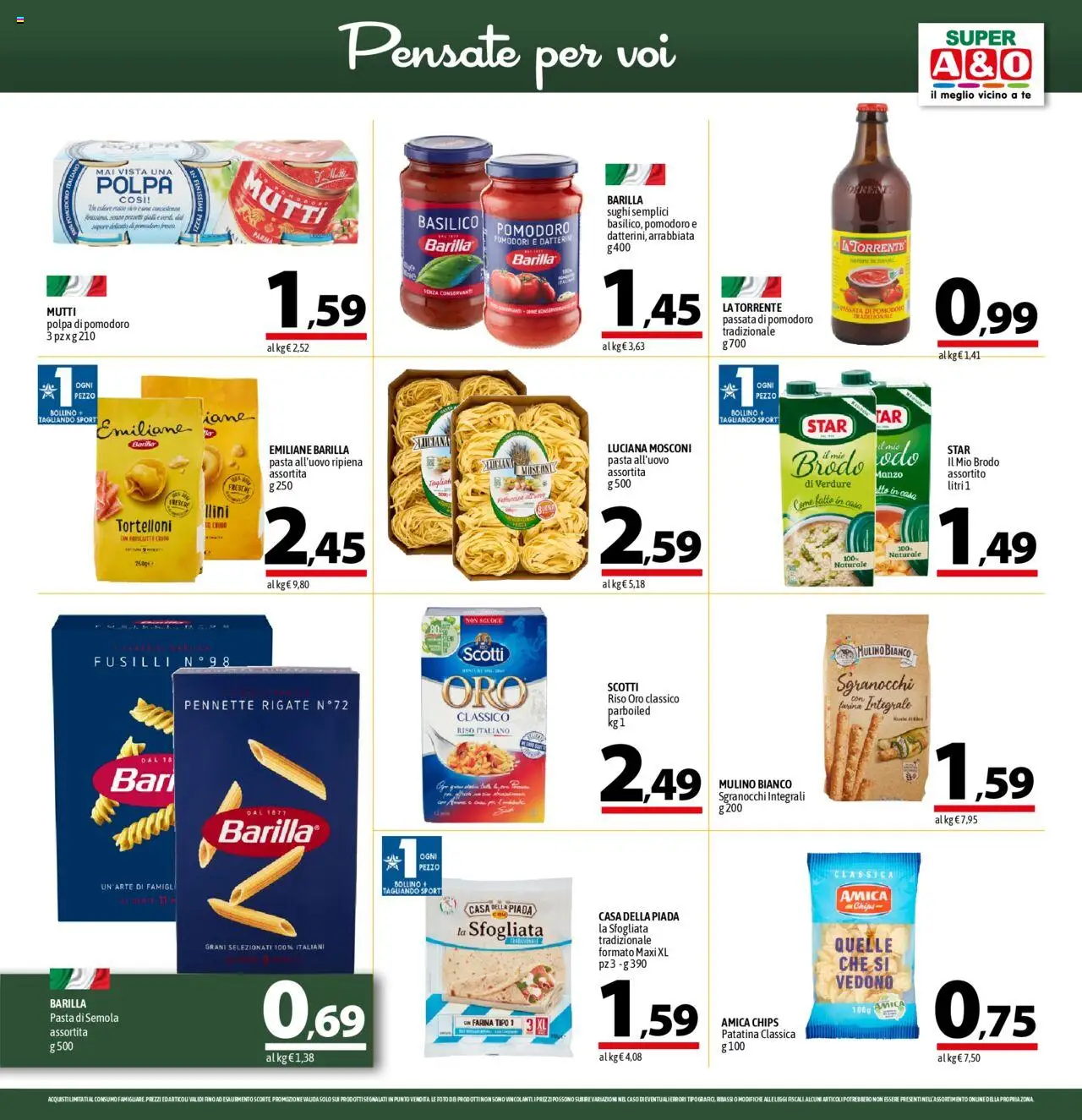 Volantino A&O del 16.10.2025 | Pagina: 9 | Prodotti: Tè, Farina, Passata di pomodoro, Fusilli