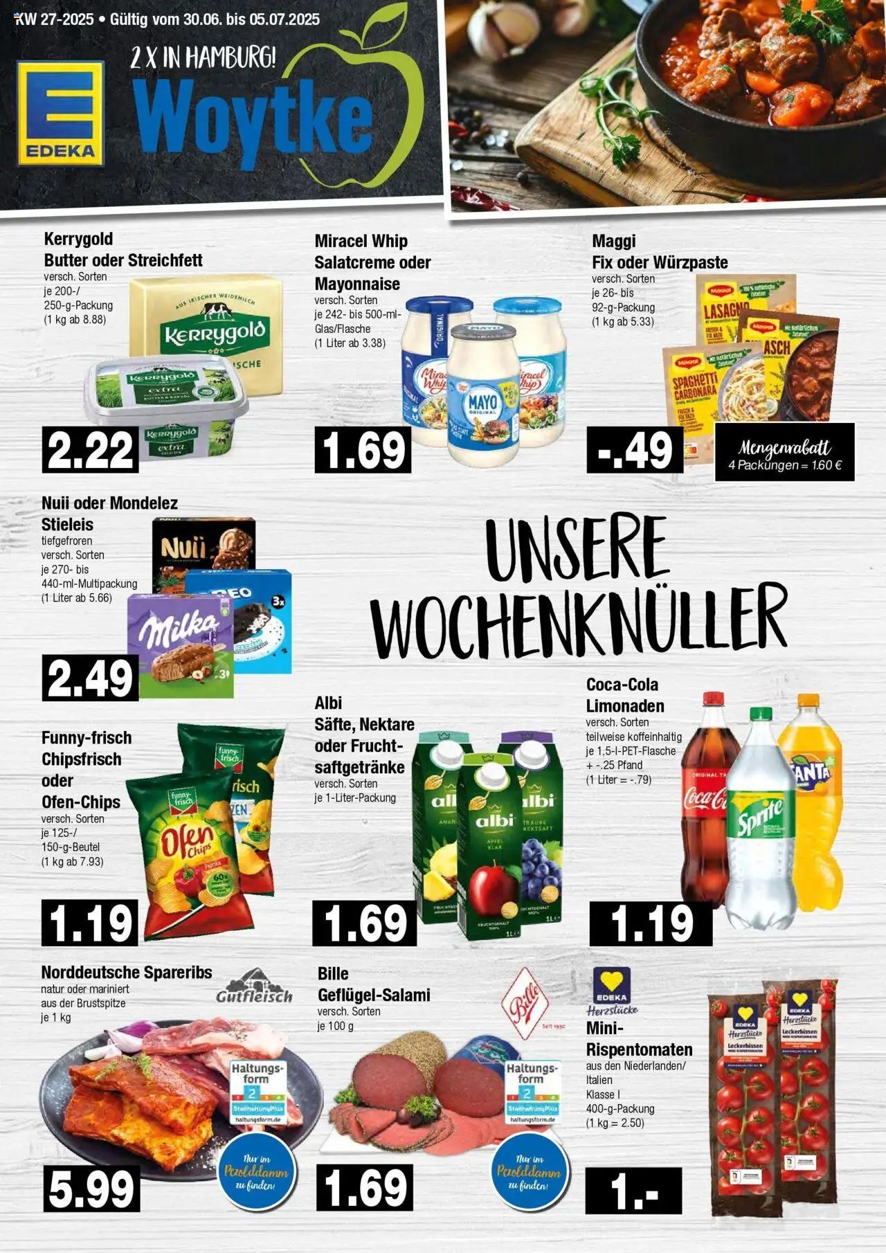 Edeka prospekt Hamburg	 - gültig ab dem 29.06.2025 | Seite: 1 | Produkte: Spare ribs, Paprika, Mayonnaise, Salami