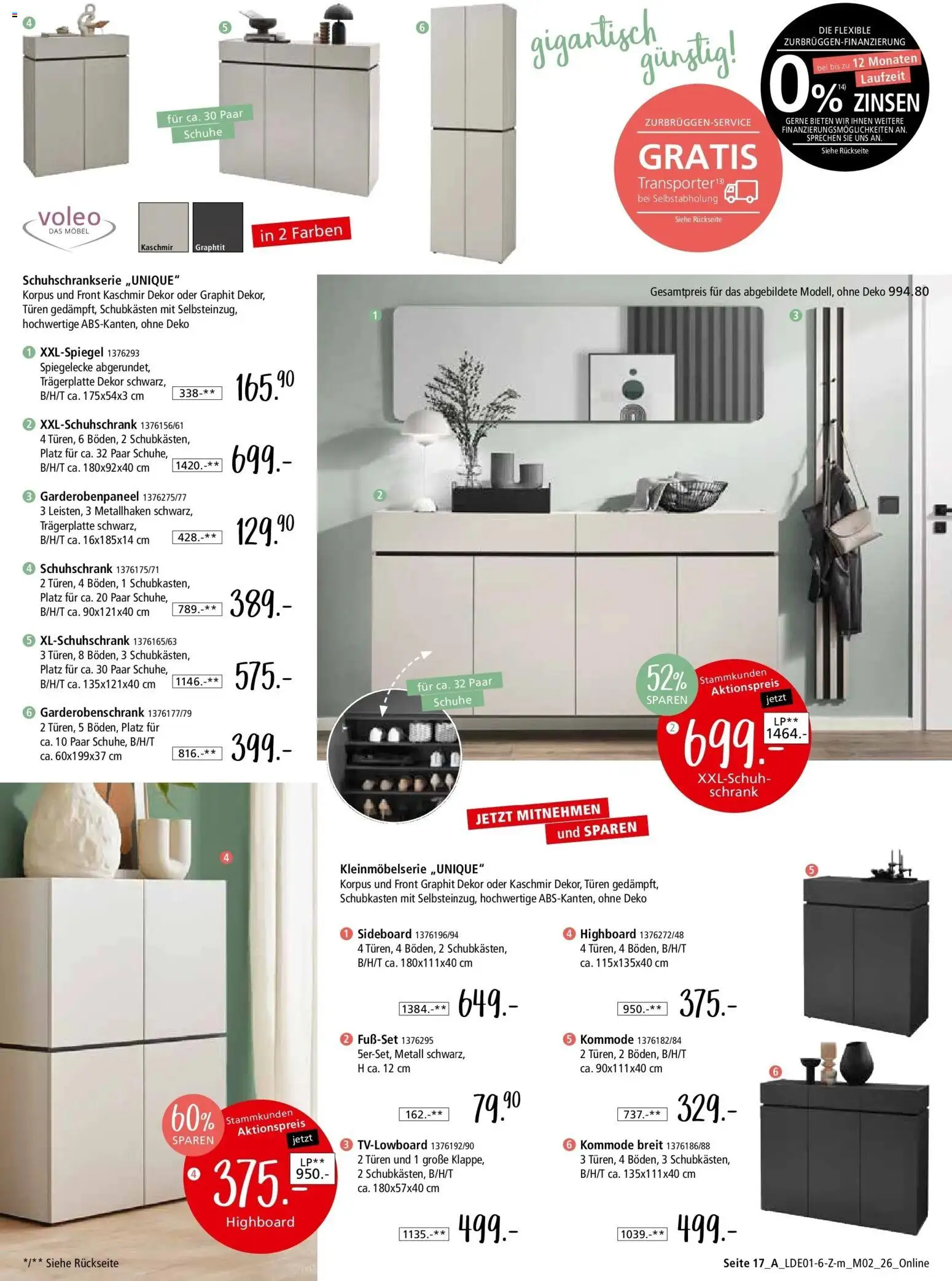 Zurbrüggen - Zurbrüggen: Unschlagbar günstig – gültig ab 26.01.2026 | Seite: 23 | Produkte: HIghboard, Kommode, Schrank, Garderobenschrank