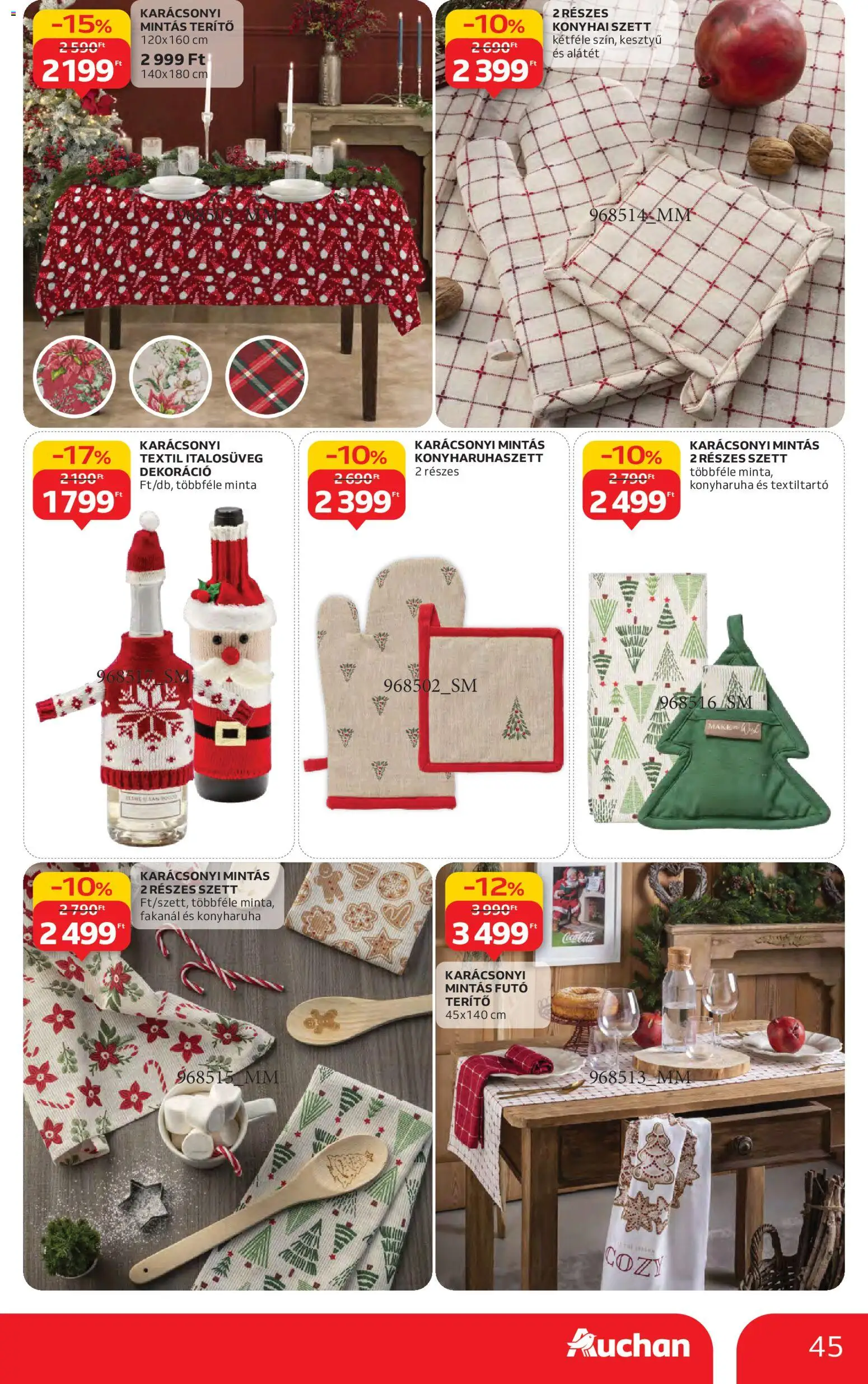 Auchan akciós ujság - amely érvényes a következő dátumtól: 06.11.2025 | Oldal: 45 | Termékek: Kesztyű, Konyharuha, Dekoráció