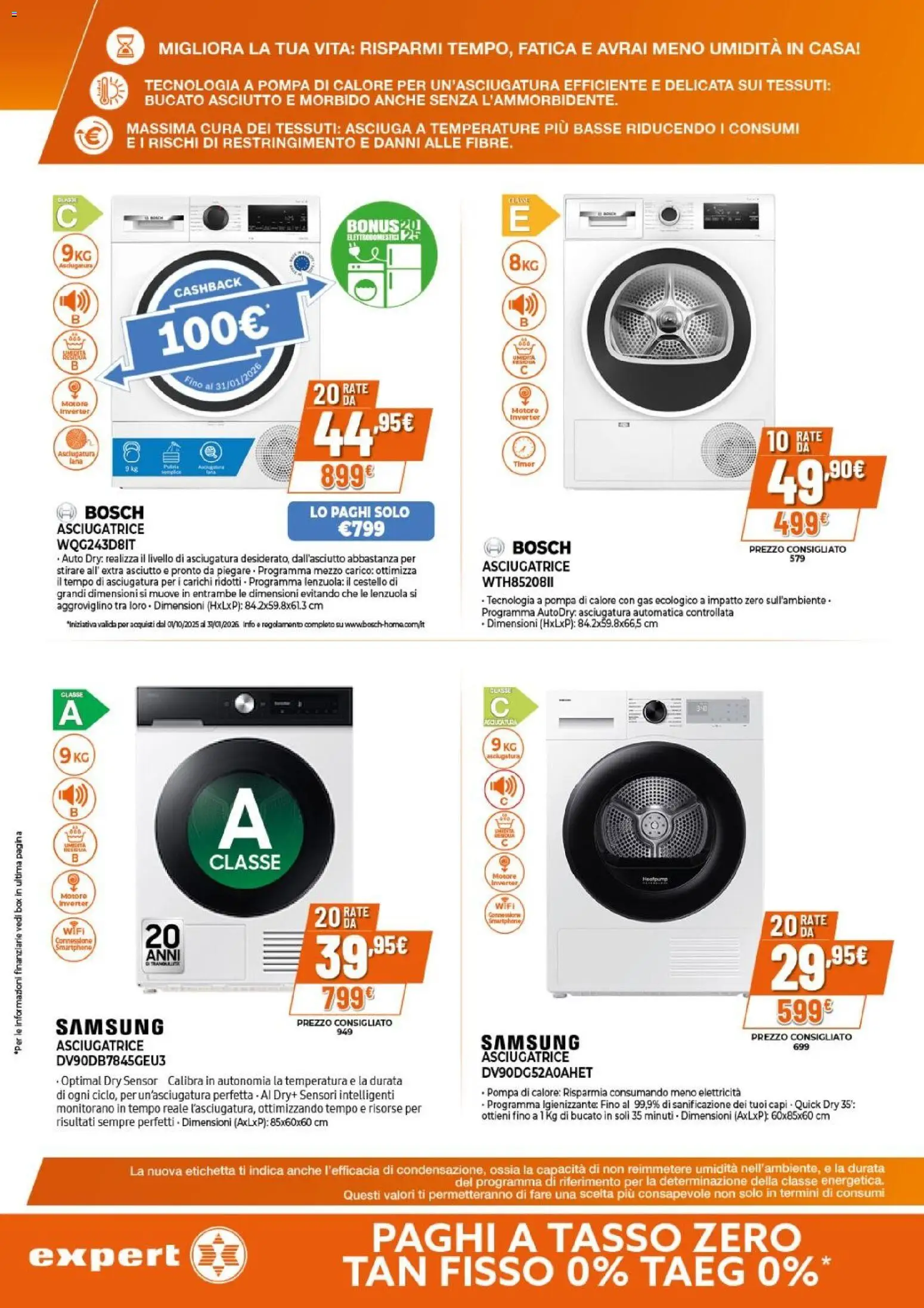 Volantino Expert del 15.01.2026 | Pagina: 23 | Prodotti: Asciugatrice, Smartphone, Lenzuola, Samsung