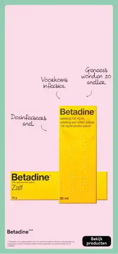 Betadine Zalf, 100 mg/g povidon jodium - Voorbeeld van een folder van Etos, geldig van 16.03.2026 | Pagina: 55 | Producten: Zalf