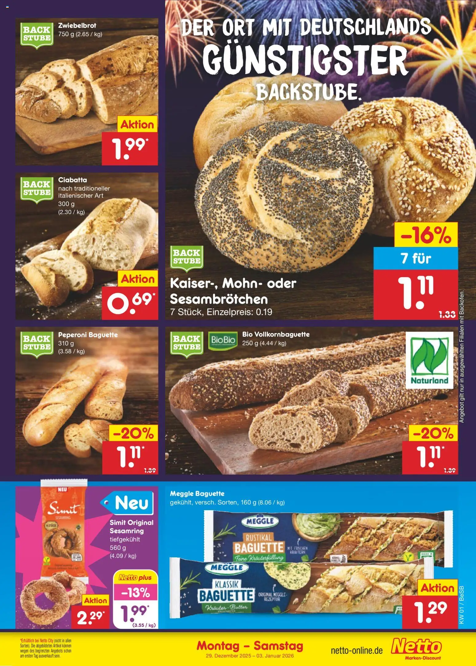 Netto Marken-Discount Prospekt 	 – gültig ab 29.12.2025 | Seite: 15 | Produkte: Baguette, Kräuterbutter
