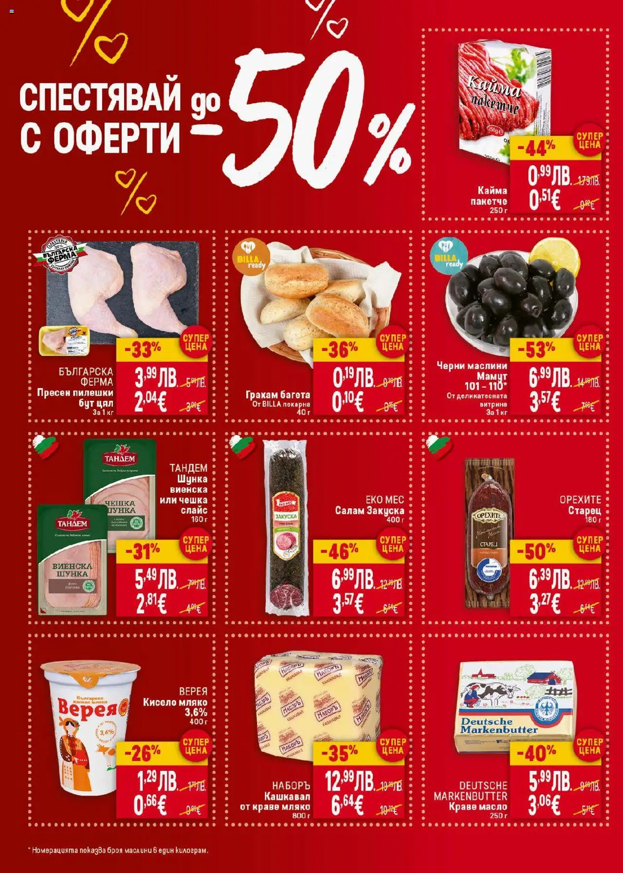 {H1} | Страница: 2 | Продукти: Кисело мляко, Масло, Багета, Кашкавал