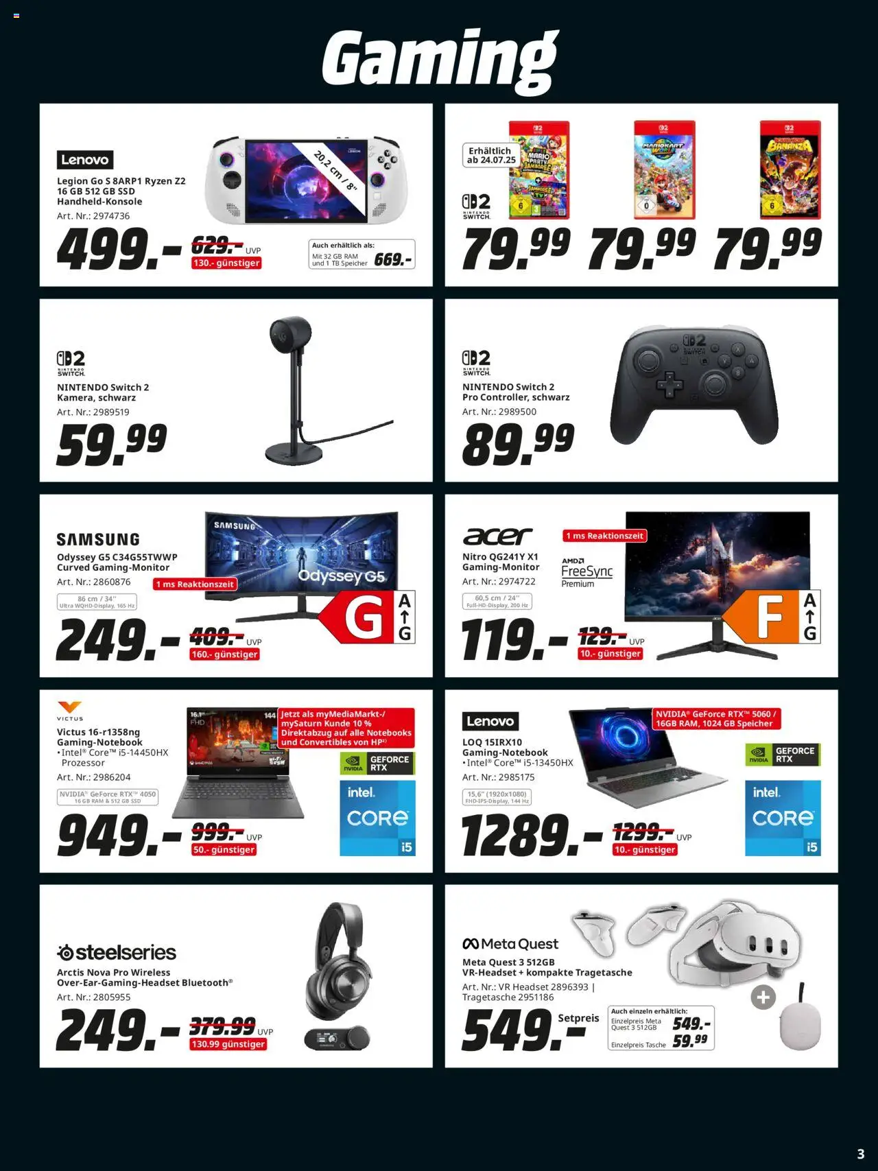 Media Markt Prospekt 	 - gültig ab dem 21.07.2025 | Seite: 3 | Produkte: Lenovo, Tasche, Samsung, Headset