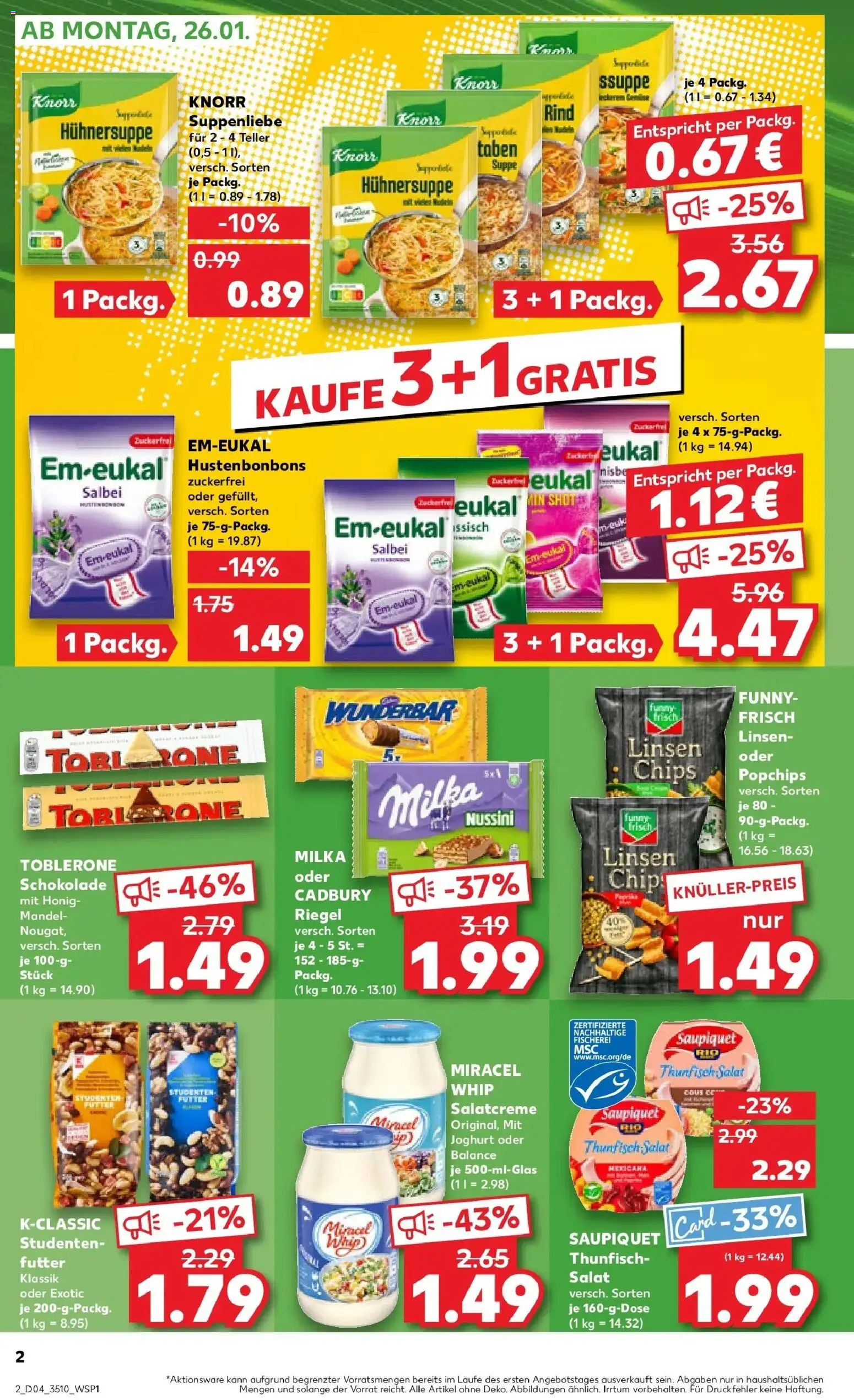 Kaufland prospekt Zwönitz	 – gültig ab 25.01.2026 | Seite: 2 | Produkte: Joghurt, Dressing, Knorr, Milka