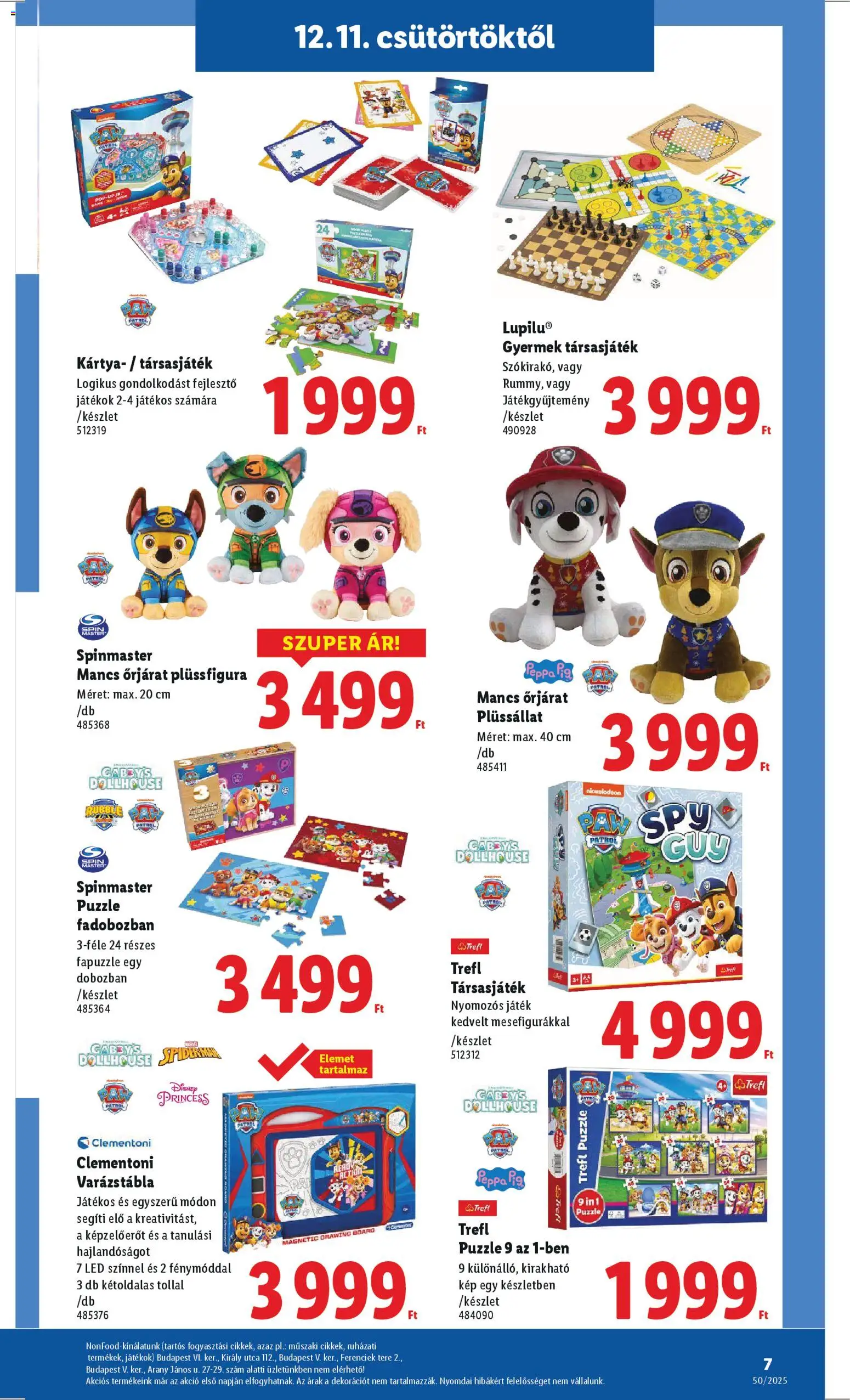 Lidl akciós ujság - amely érvényes a következő dátumtól: 11.12.2025 | Oldal: 7 | Termékek: Puzzle, Játék, Játékok, Társasjáték