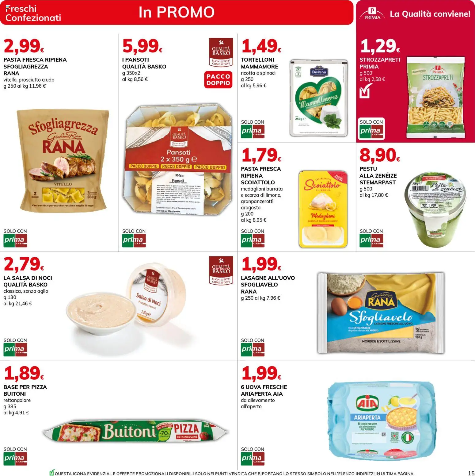 Volantino Basko del 24.02.2026 | Pagina: 15 | Prodotti: Pizza, Spinaci, Tortelloni, Burrata