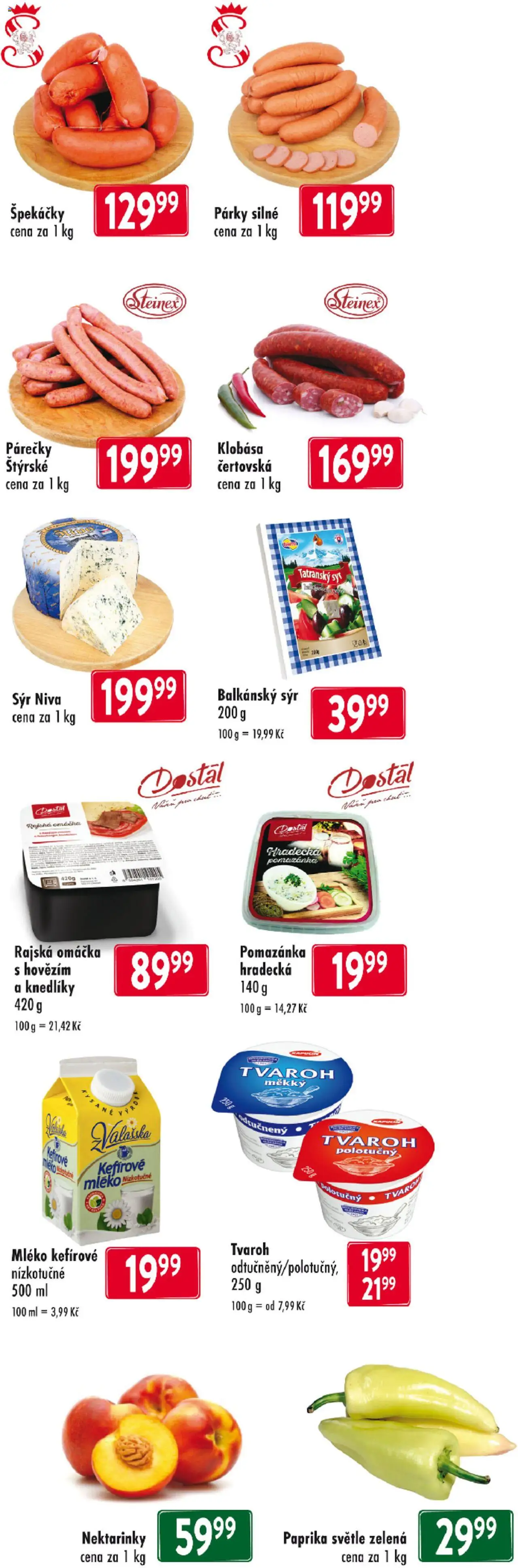 Astur & Qanto leták od 21.08.2025 | Strana: 2 | Produkty: Odtučněný tvaroh, Párky, Tvaroh, Klobása