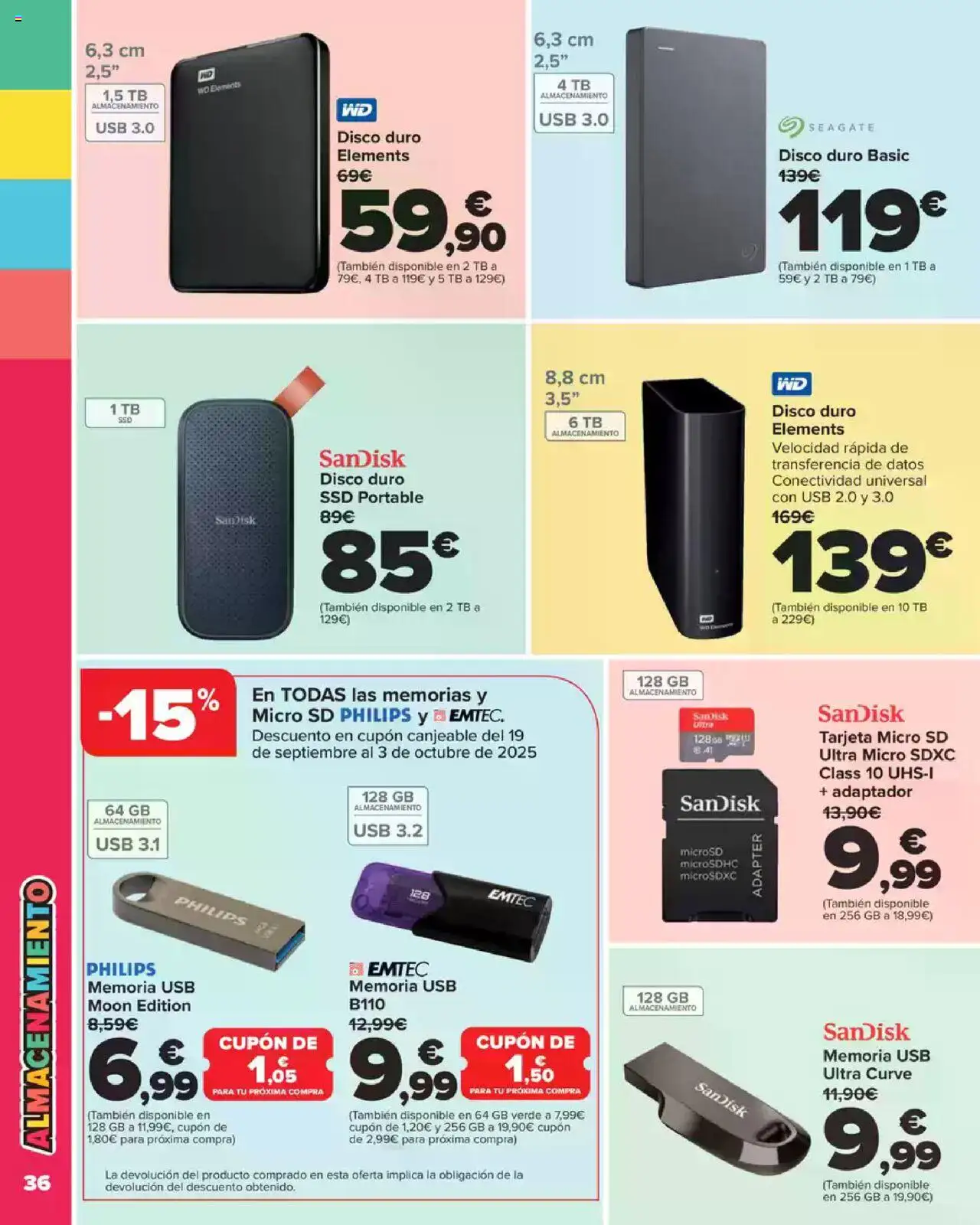 Carrefour Vuelta al Cole │ válido desde el 18.08.2025 | Página: 36 | Productos: Disco, Adaptador, USB