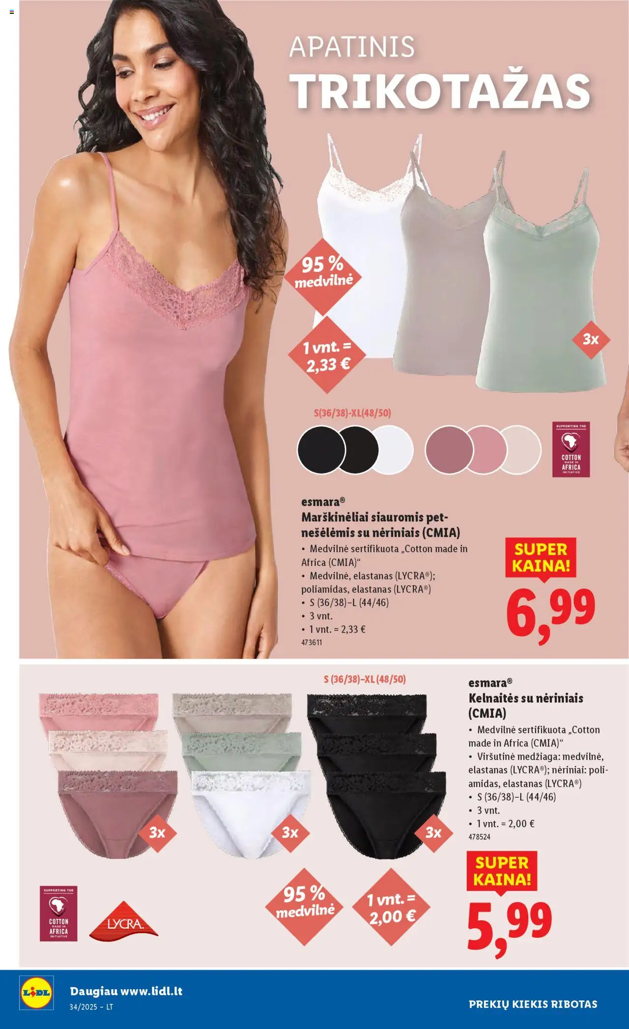 LIDL - Leidinys - Ne maisto prekių pasiūlymai│galioja nuo 18.08.2025 | Puslapis: 32 | Prekių: Marškinėliai, Apatinis trikotažas, Kelnaitės