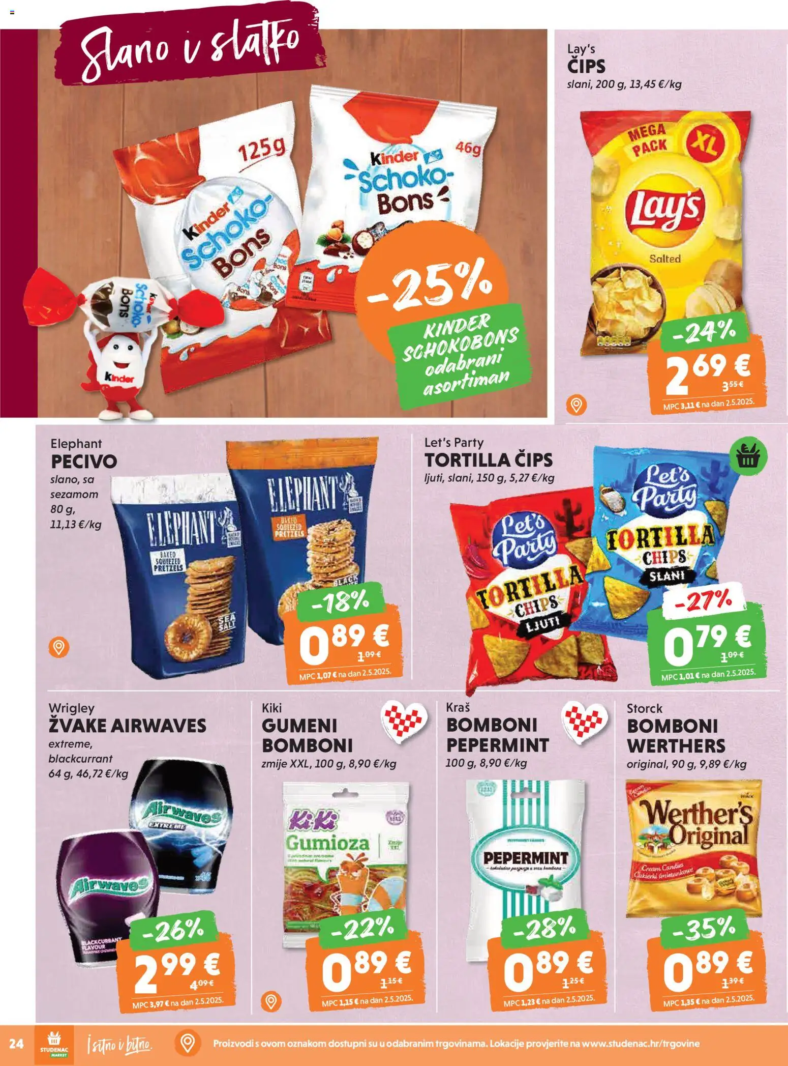 Studenac katalog | vrijedi od 08.04.2026 | Stranica: 24 | Proizvodi: Bomboni, Čips, Pecivo