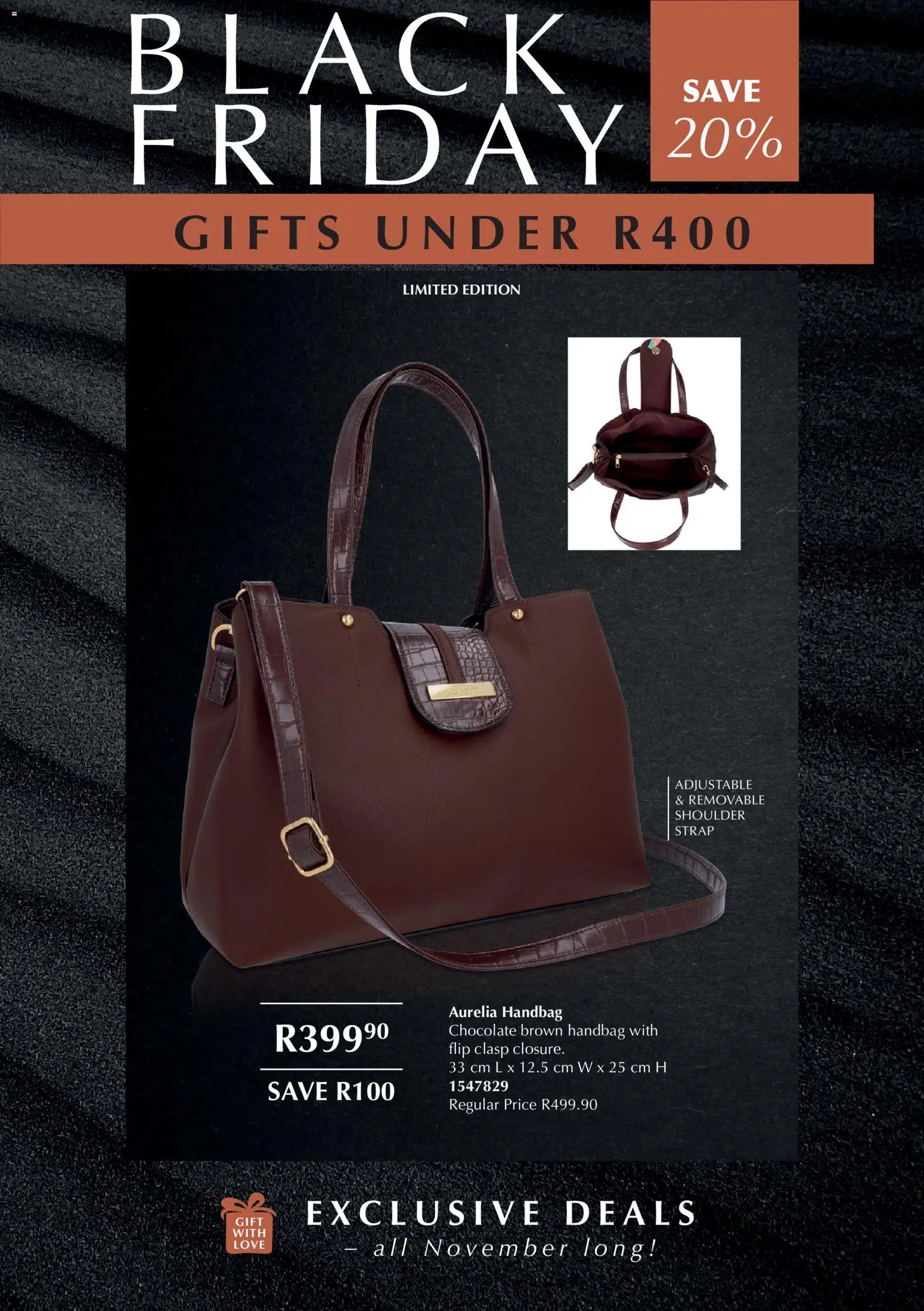 New Justine catalogue – valid from 01.11.2025 | Page: 13 | Products: Handbag, Chocolate