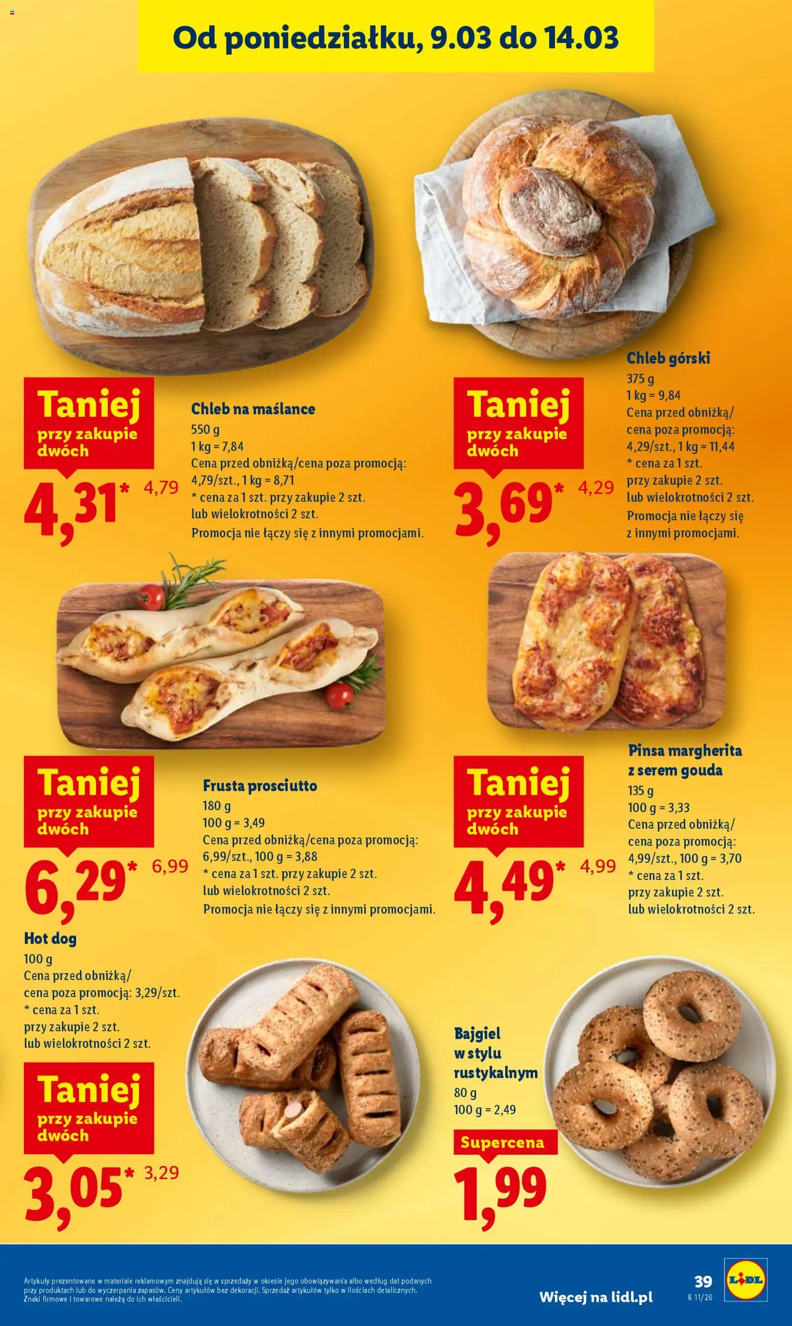 Lidl Polsko leták od 12.03.2026 | Strana: 41 | Produkty: Chléb, Prosciutto, Hot dog, Pinsa