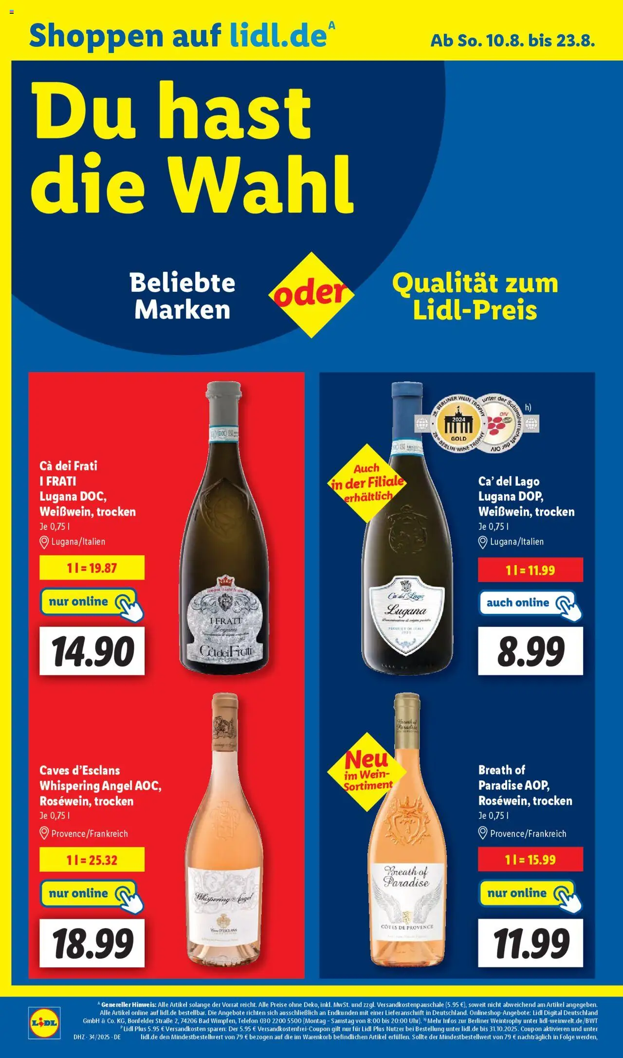 Lidl Prospekt 	 - gültig ab dem 18.08.2025 | Seite: 50 | Produkte: Berliner, Bad, Wein, Telefon