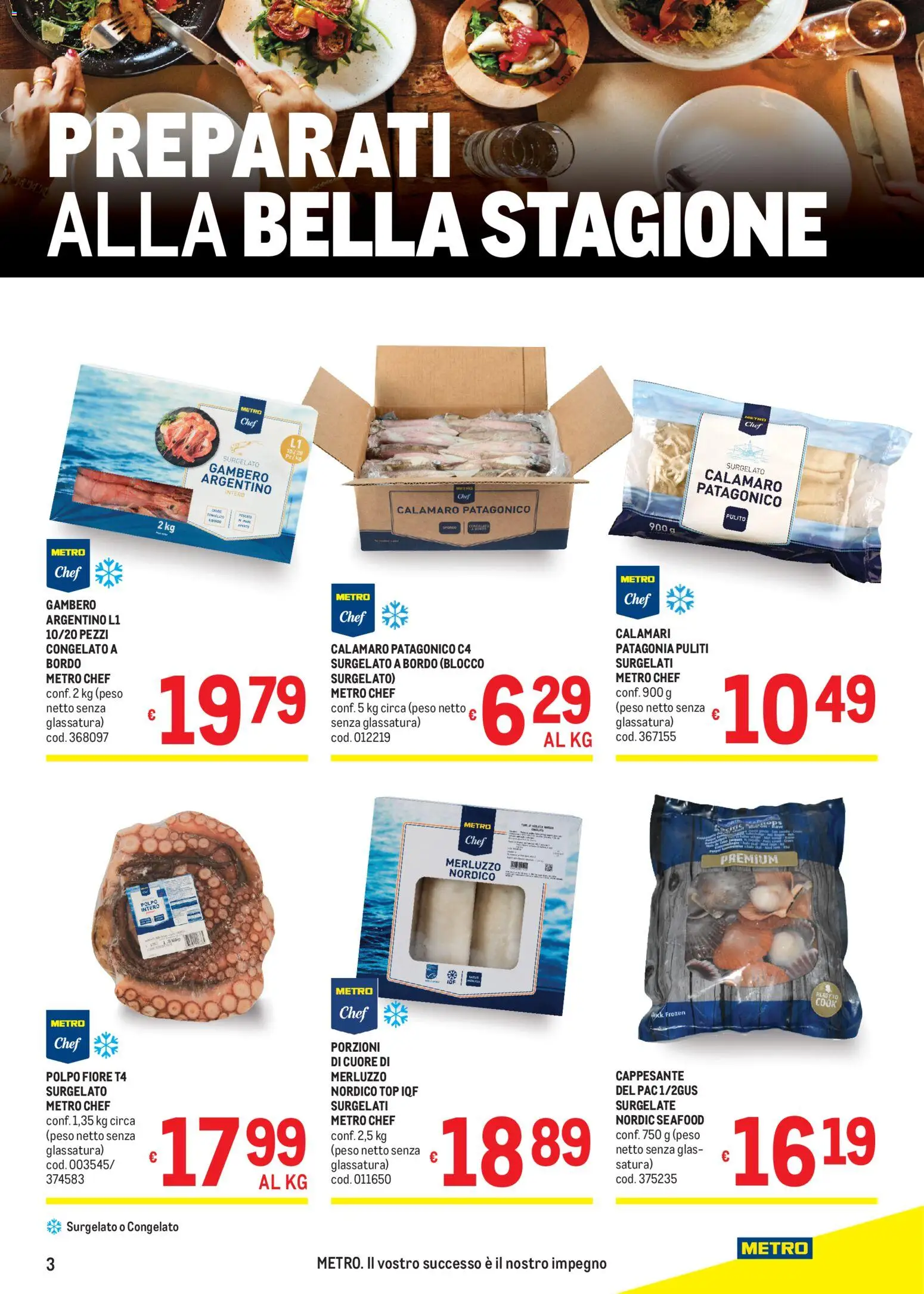 Volantino Metro del 16.04.2026 | Pagina: 3 | Prodotti: Merluzzo, Polpo, Calamari, Top