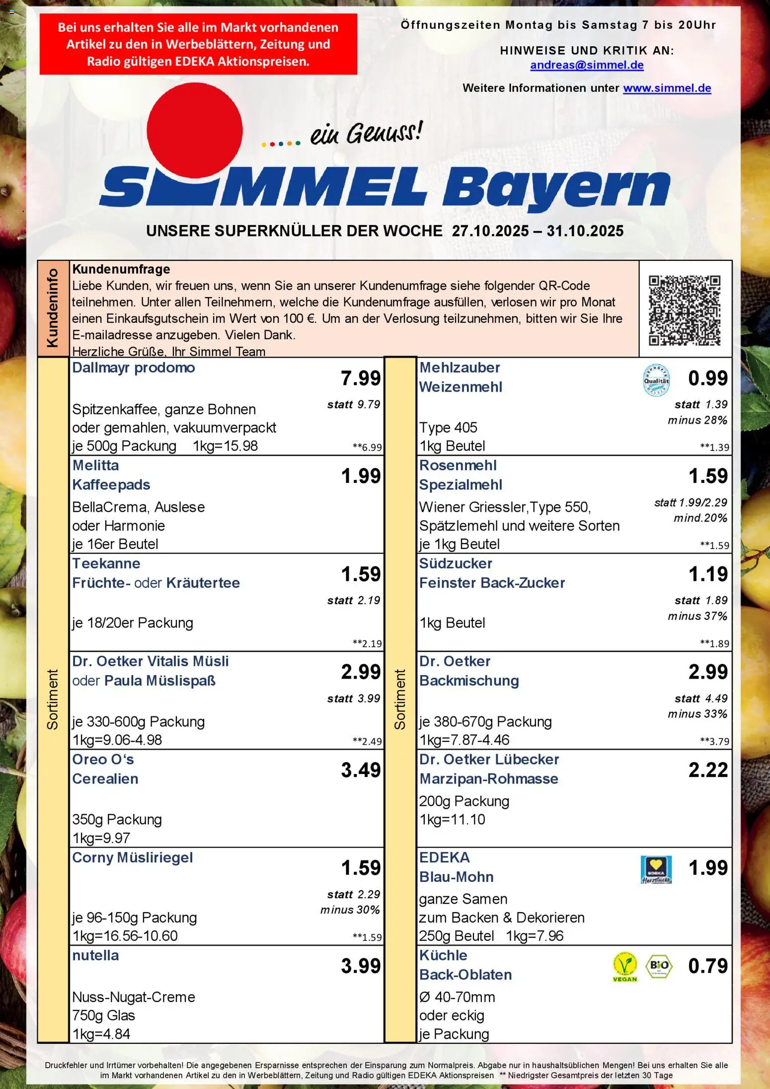 Simmel - Bayern – gültig ab 27.10.2025 | Seite: 1 | Produkte: Musli, Kaffeepads, Dallmayr, Radio