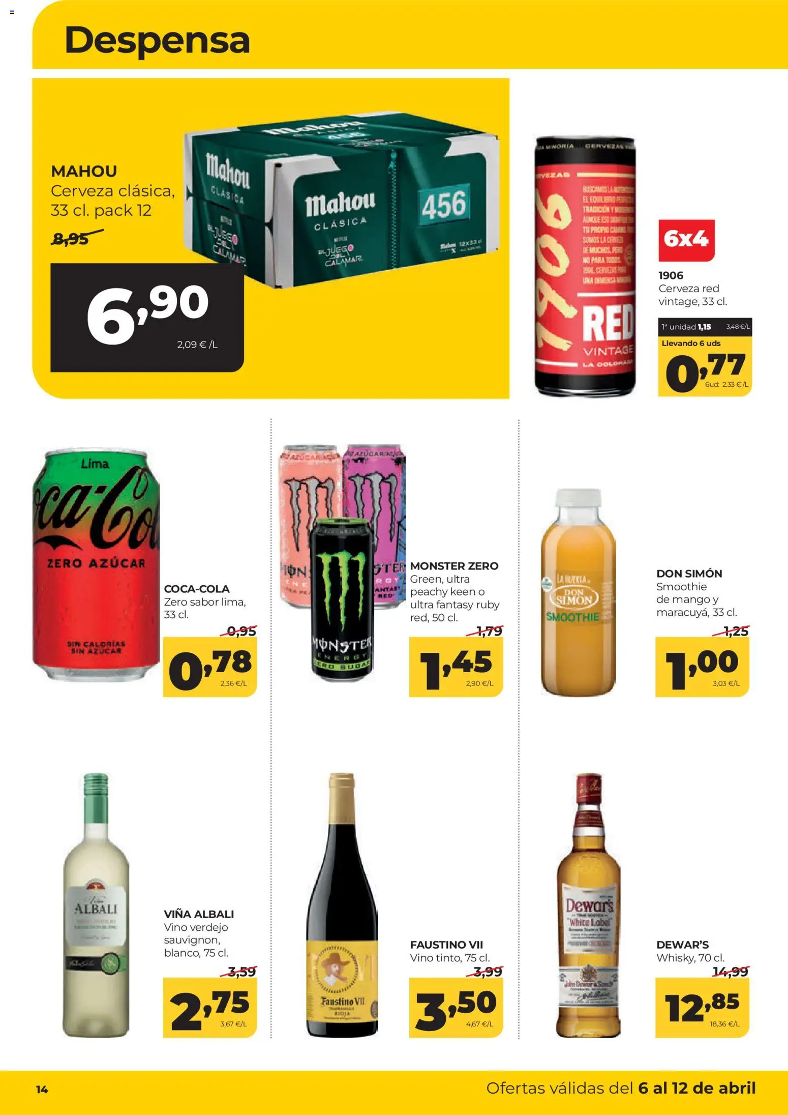 Alimerka folleto Asturias │ válido desde el 06.04.2026 | Página: 14 | Productos: Lima, Vino, Cerveza, Ρούτερ