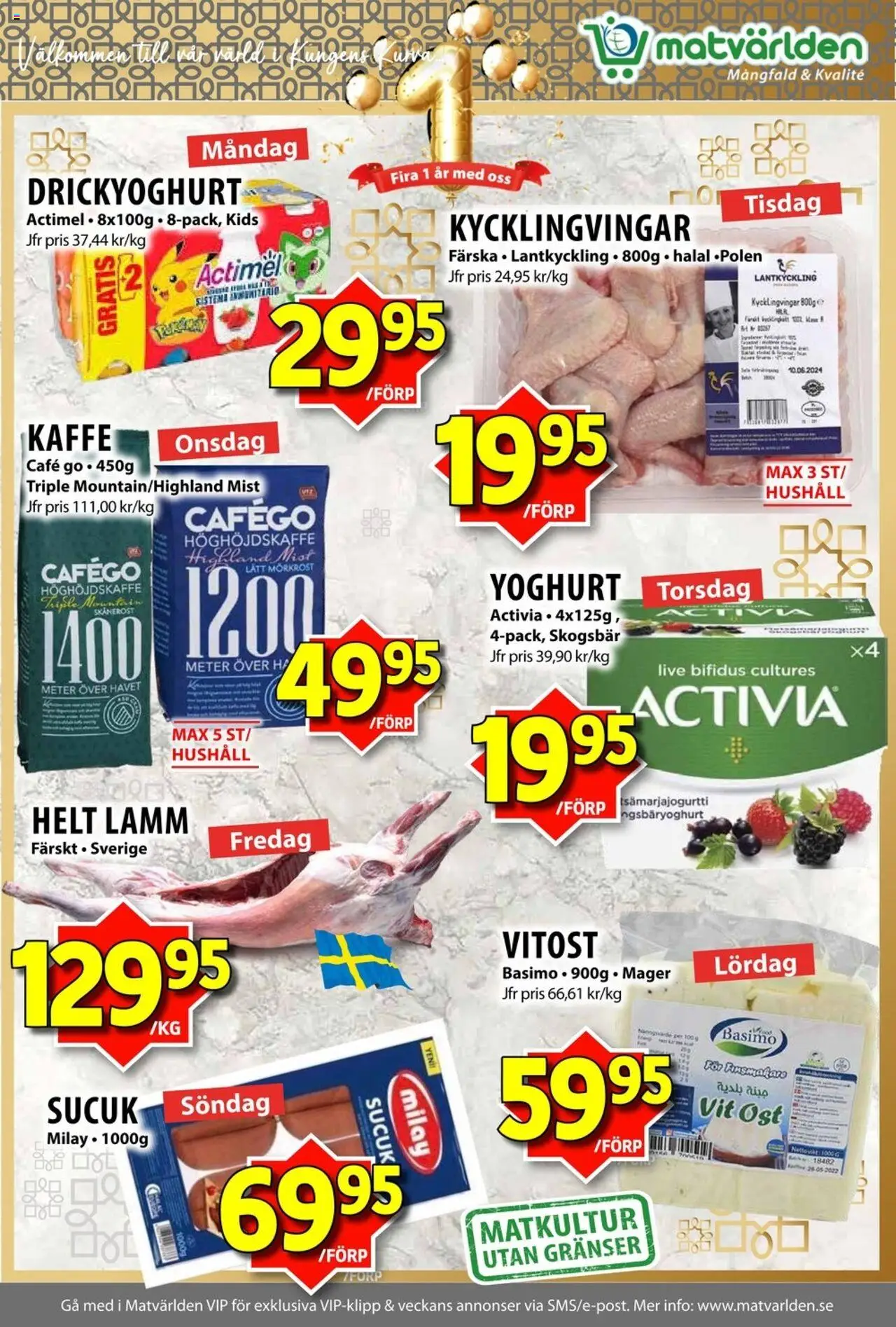 Matvärlden reklamblad aktuell från 20.10.2025 | Sida: 3 | Produkter: Ost, Yoghurt, Kaffe