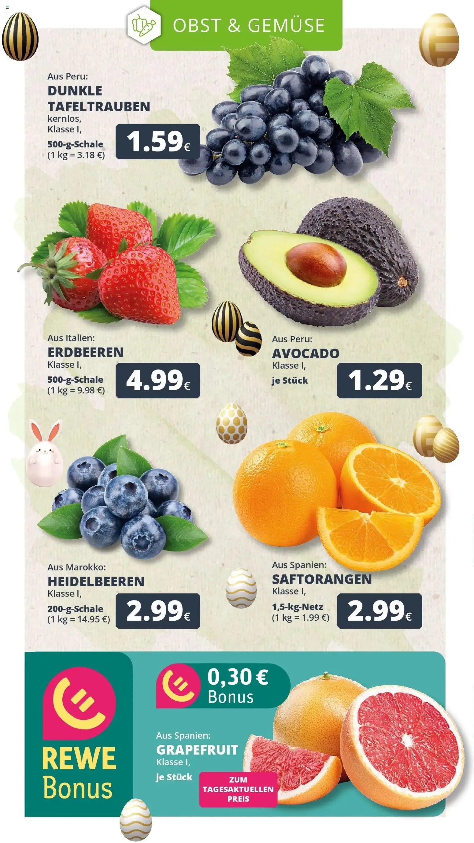 Rewe Prospekt Bergheim	 – gültig ab 30.03.2026 | Seite: 8 | Produkte: Heidelbeeren, Gemüse, Obst, Erdbeeren