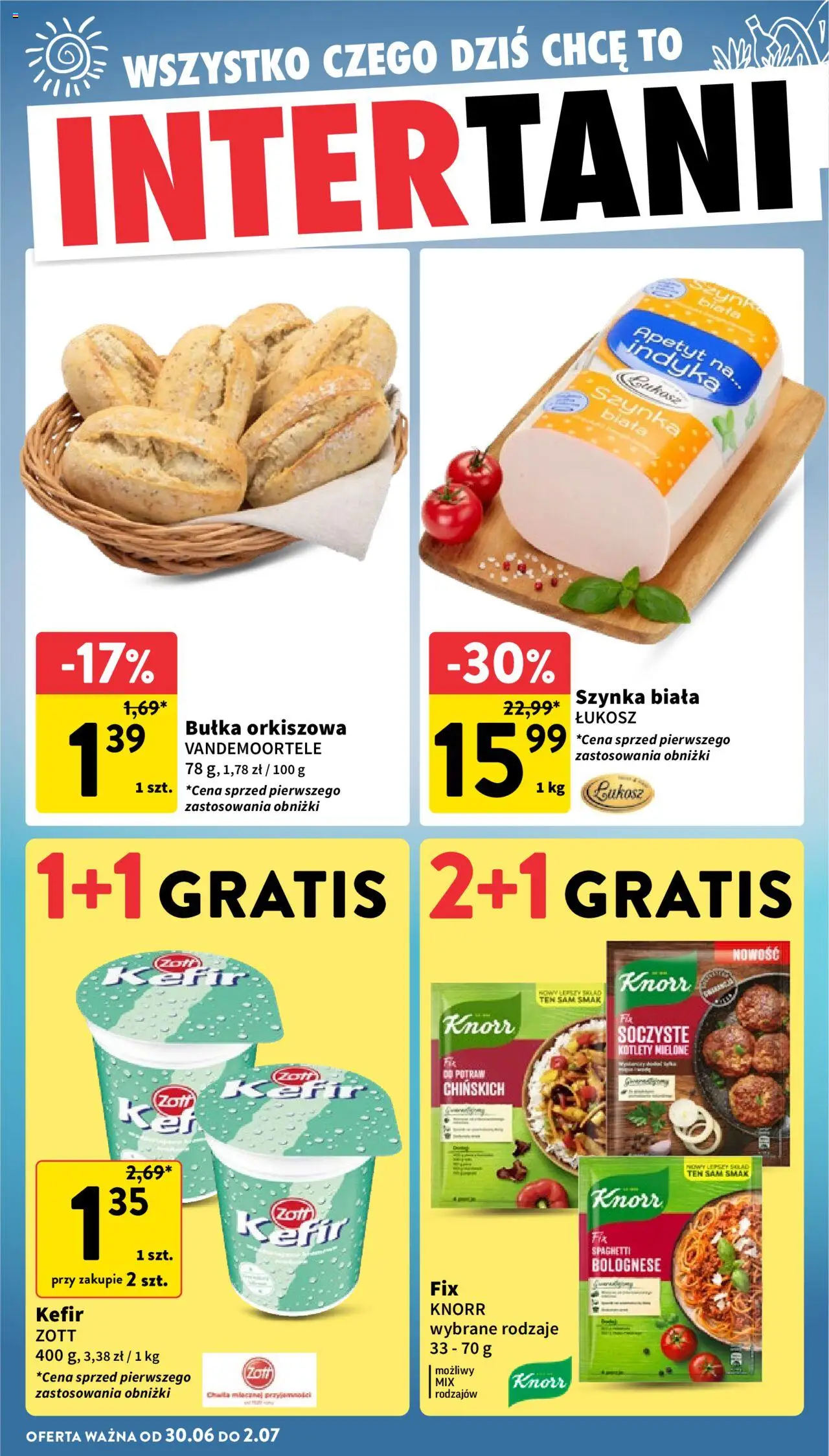 Intermarche Gazetka od 26.06.2025 | Strona: 38 | Produkty: Kefir, Szynka, Bułka, Kotlety