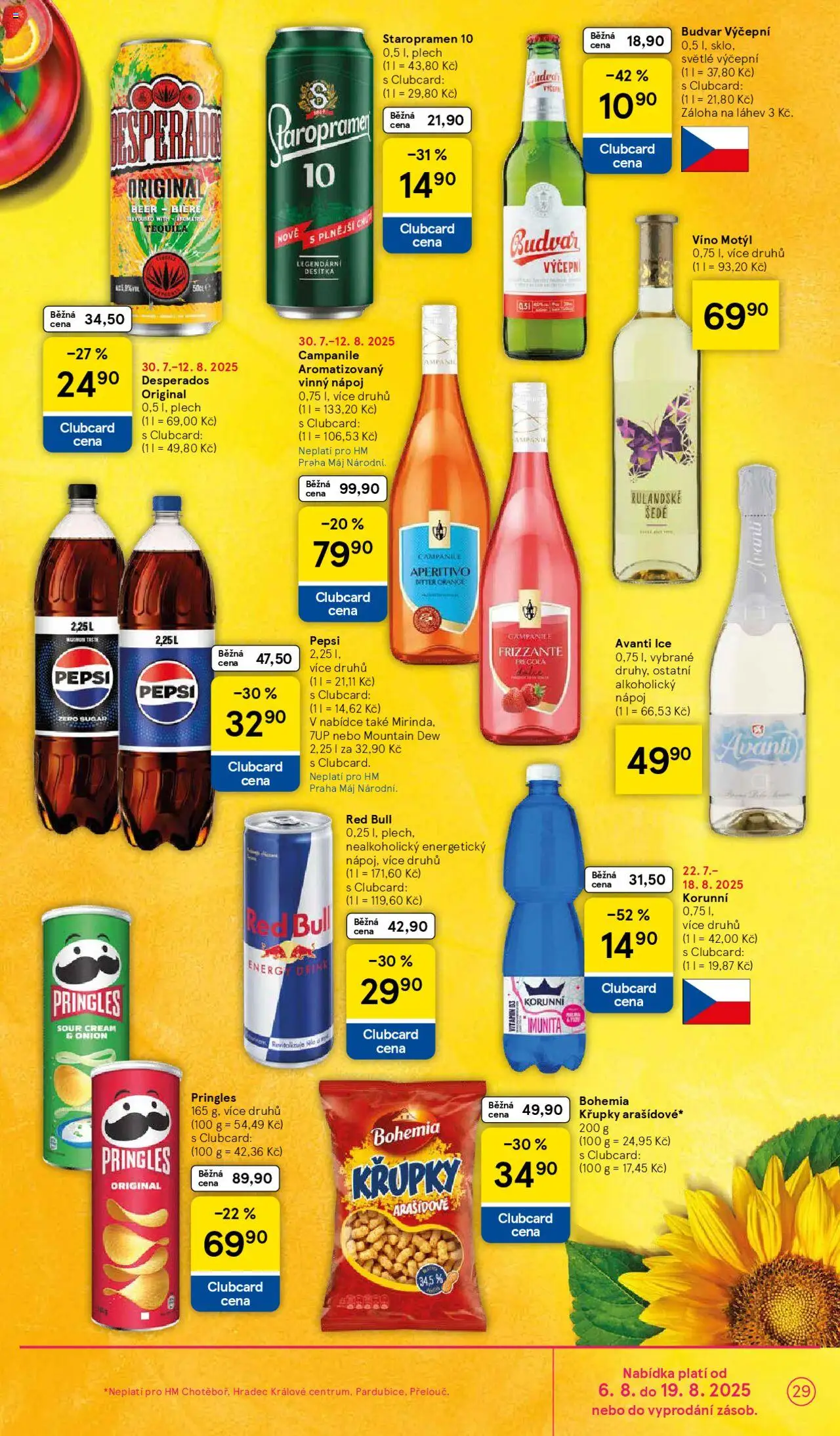 Tesco leták - Hypermarket od 06.08.2025 | Strana: 29 | Produkty: Pringles, Desperado, Red Bull, Avanti