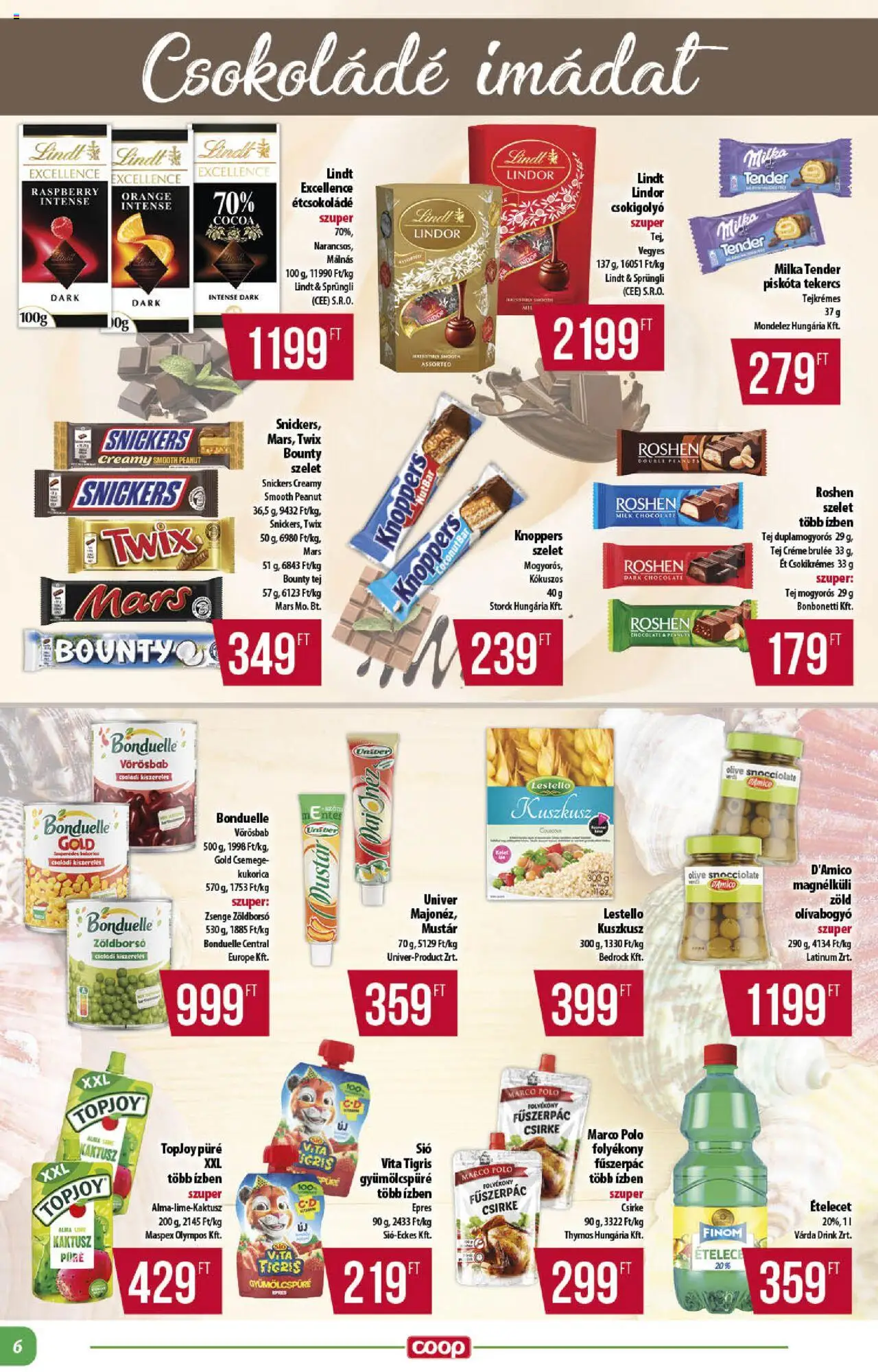 COOP akciós ujság - amely érvényes a következő dátumtól: 18.09.2025 | Oldal: 6 | Termékek: Piskóta, Csemege kukorica, Fűszerpác, Alma