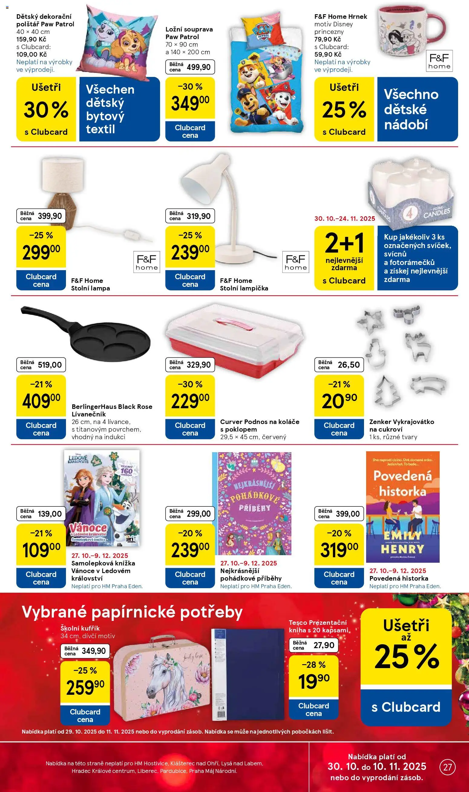 Tesco leták - Hypermarket od 29.10.2025 | Strana: 27 | Produkty: Stolní lampa, Lívanečník, Polštář, Lampa