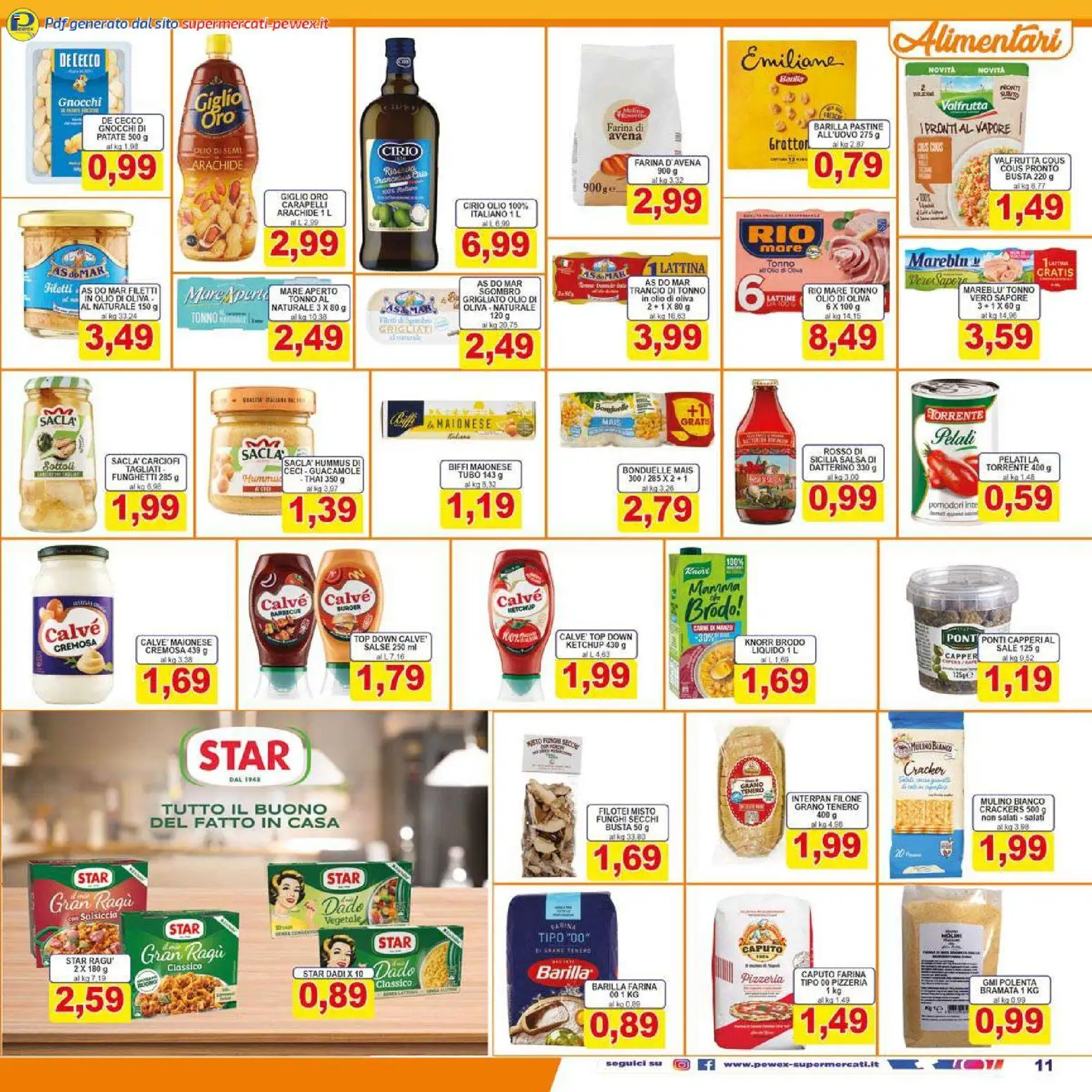 Volantino Pewex del 26.01.2026 | Pagina: 11 | Prodotti: Salsa, Crackers, Gnocchi, Sgombro