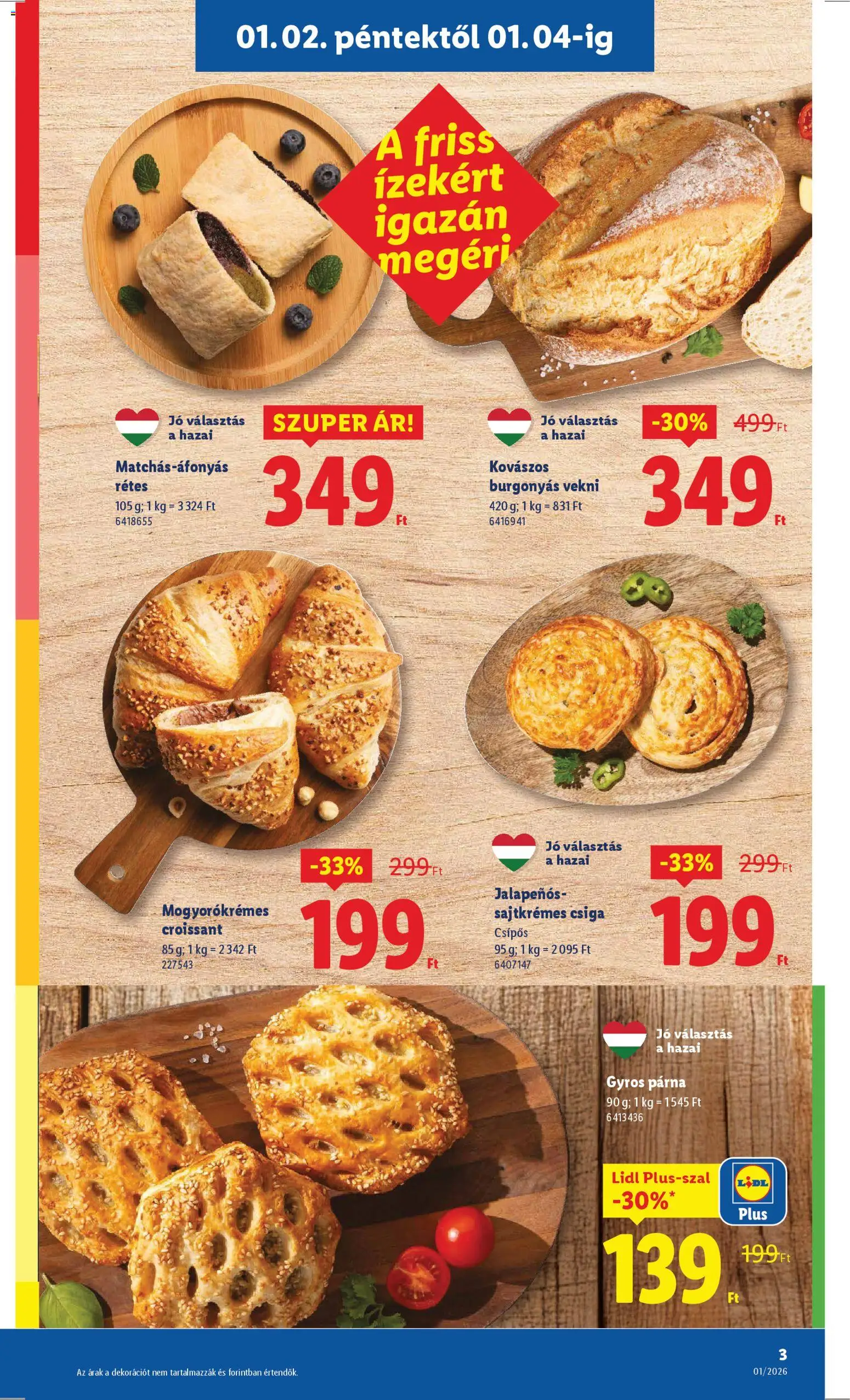 Lidl akciós ujság - amely érvényes a következő dátumtól: 02.01.2026 | Oldal: 3 | Termékek: Jalapenos, Croissant, Párna