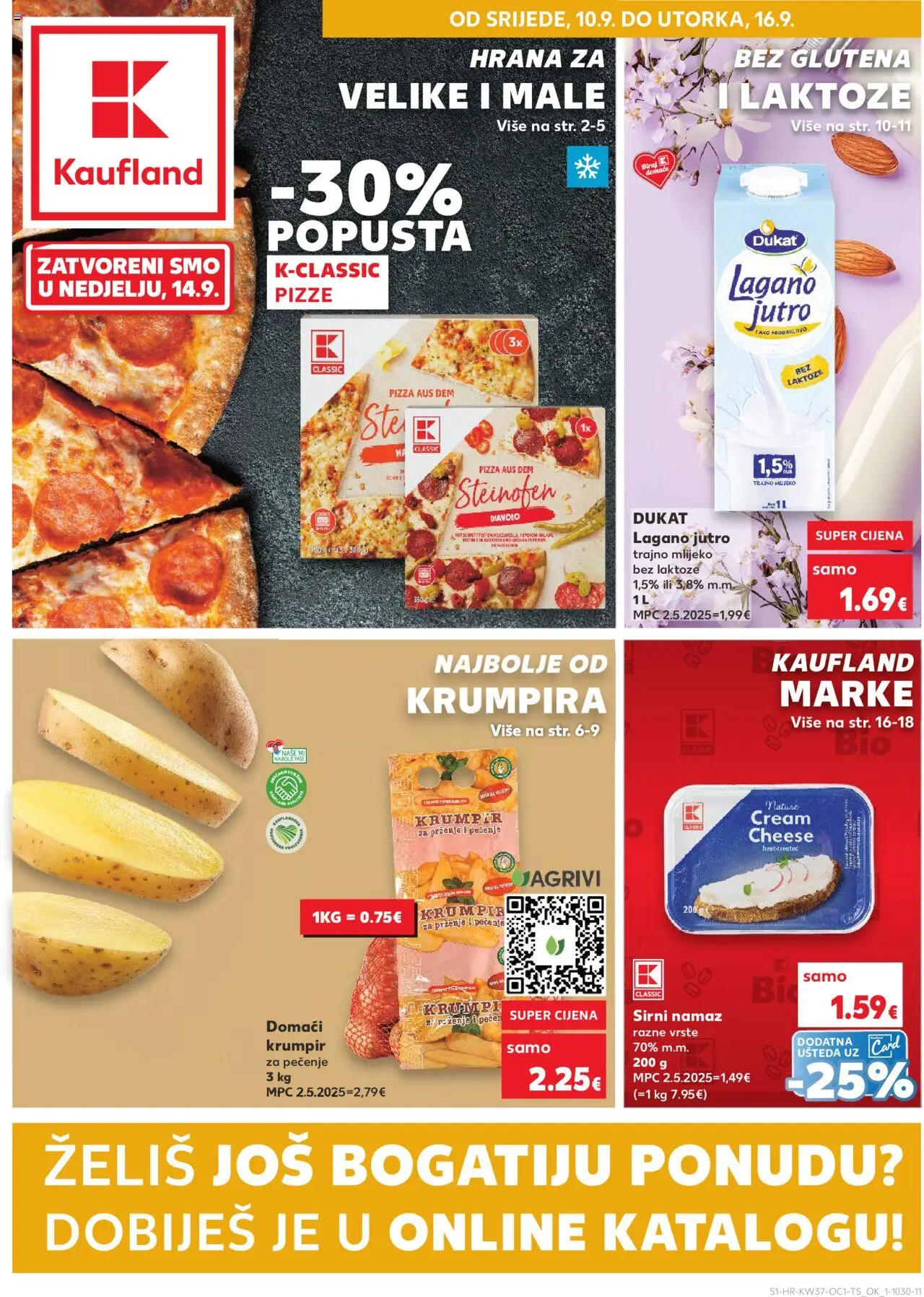 Kaufland katalog | vrijedi od 10.09.2025 | Stranica: 1 | Proizvodi: Mlijeko, Pizza, Krumpir, Namaz