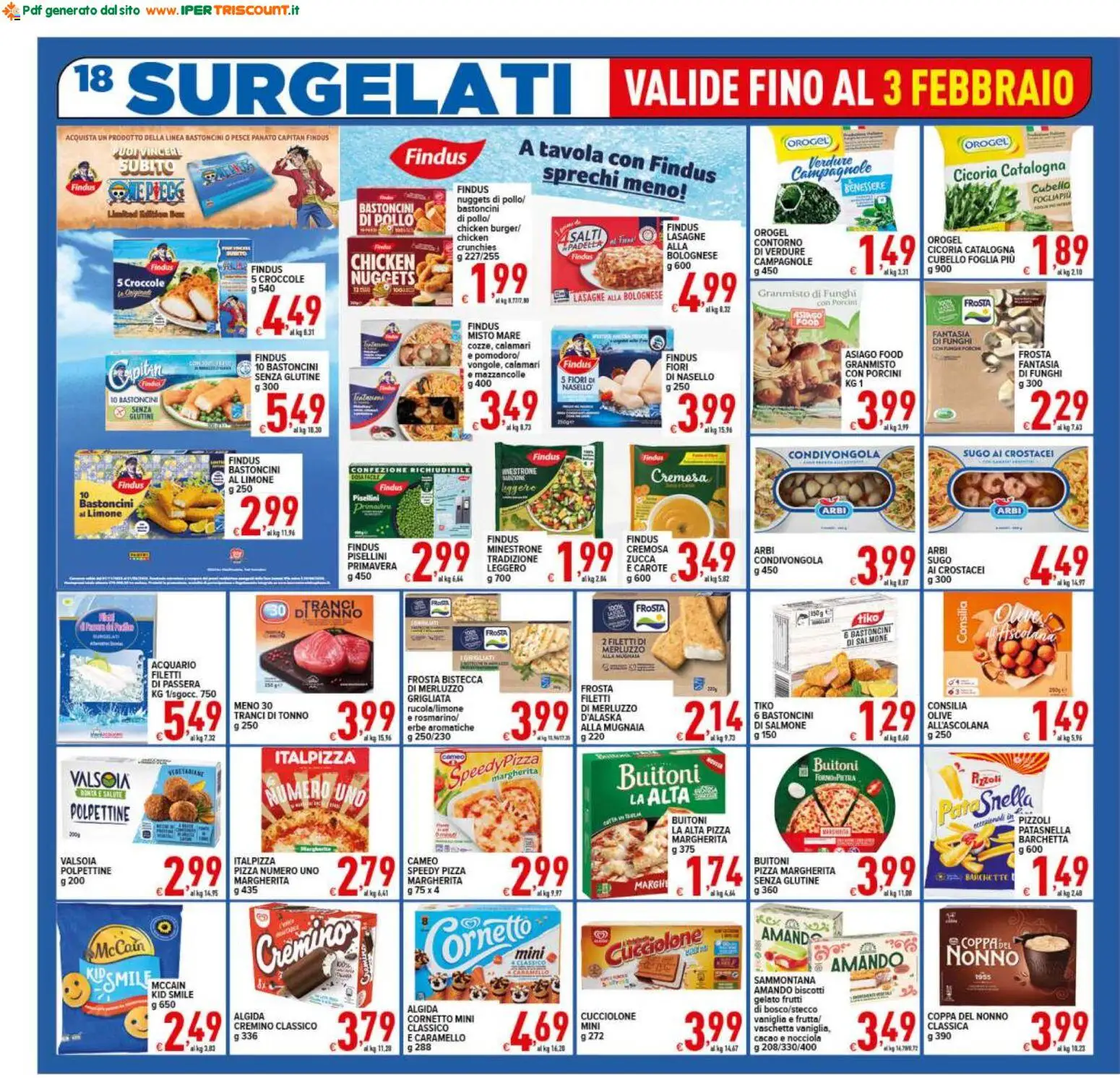 Volantino Ipertriscount del 26.01.2026 | Pagina: 18 | Prodotti: Minestrone, Merluzzo, Mazzancolle, Calamari