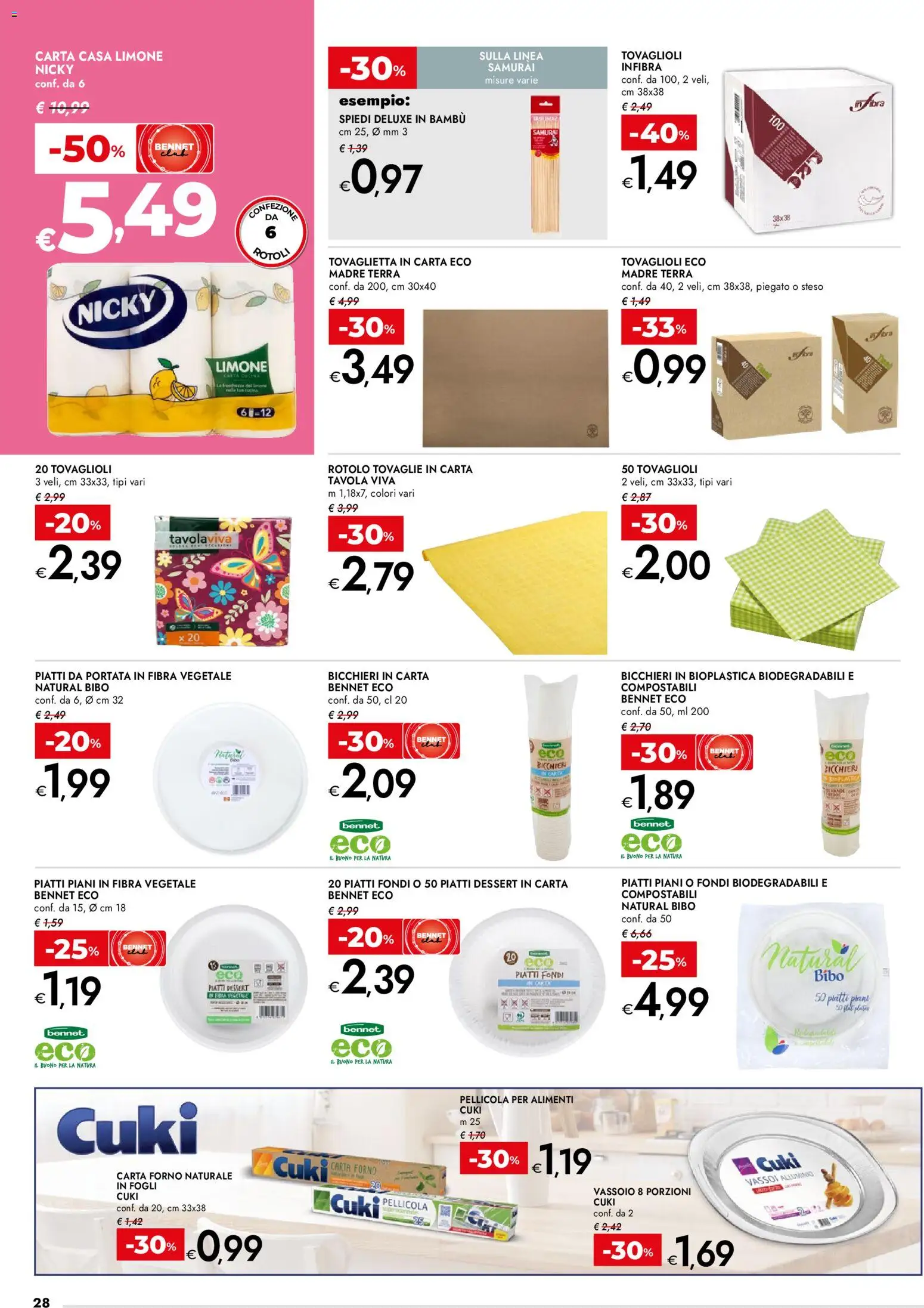 Volantino bennet del 23.03.2026 | Pagina: 28 | Prodotti: Limone, Pellicola, Carta forno, Vassoio