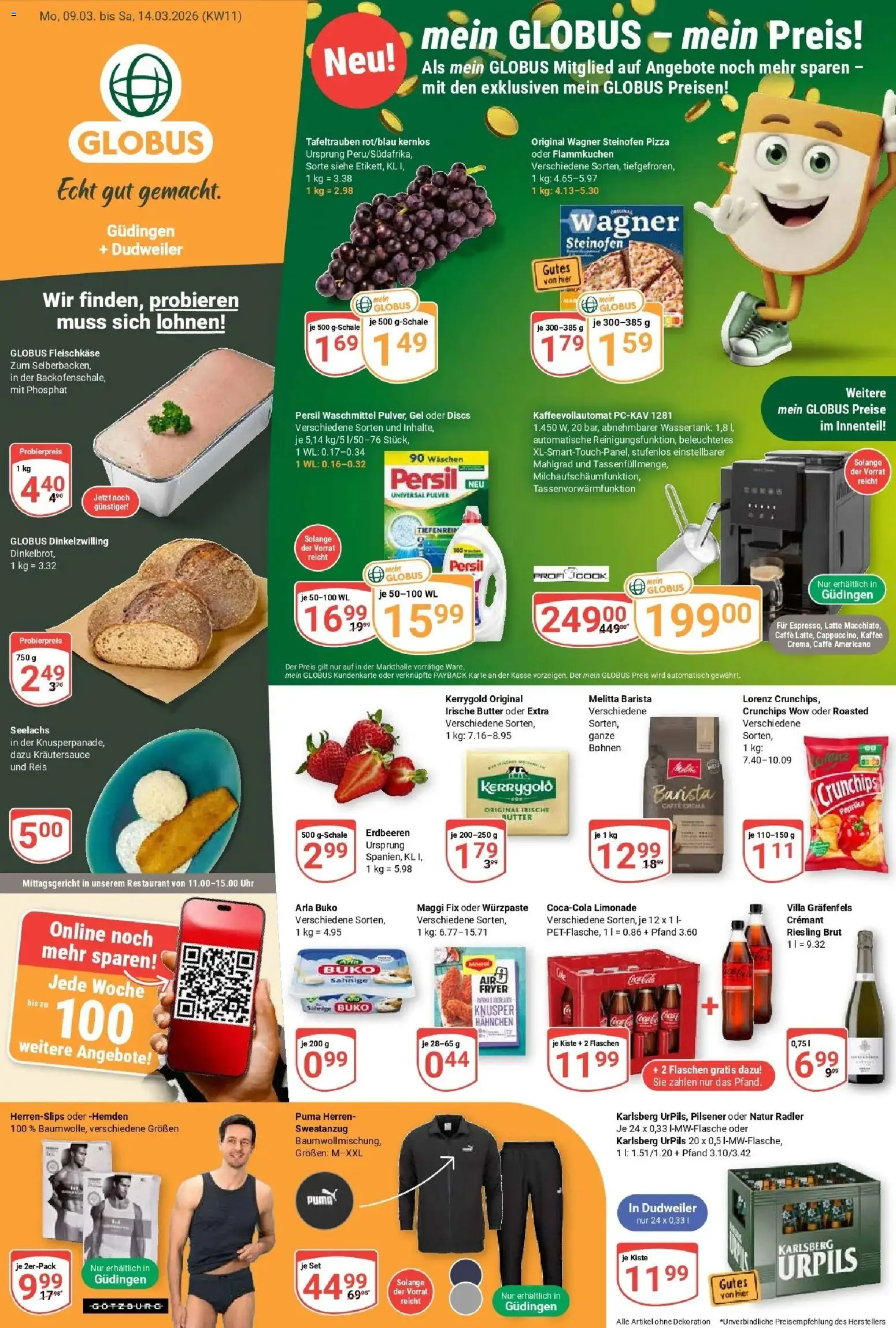 Globus prospekt Saarbrücken-Dudweiler	 – gültig ab 09.03.2026 | Seite: 1 | Produkte: Limonade, Arla buko, Pizza, Erdbeeren