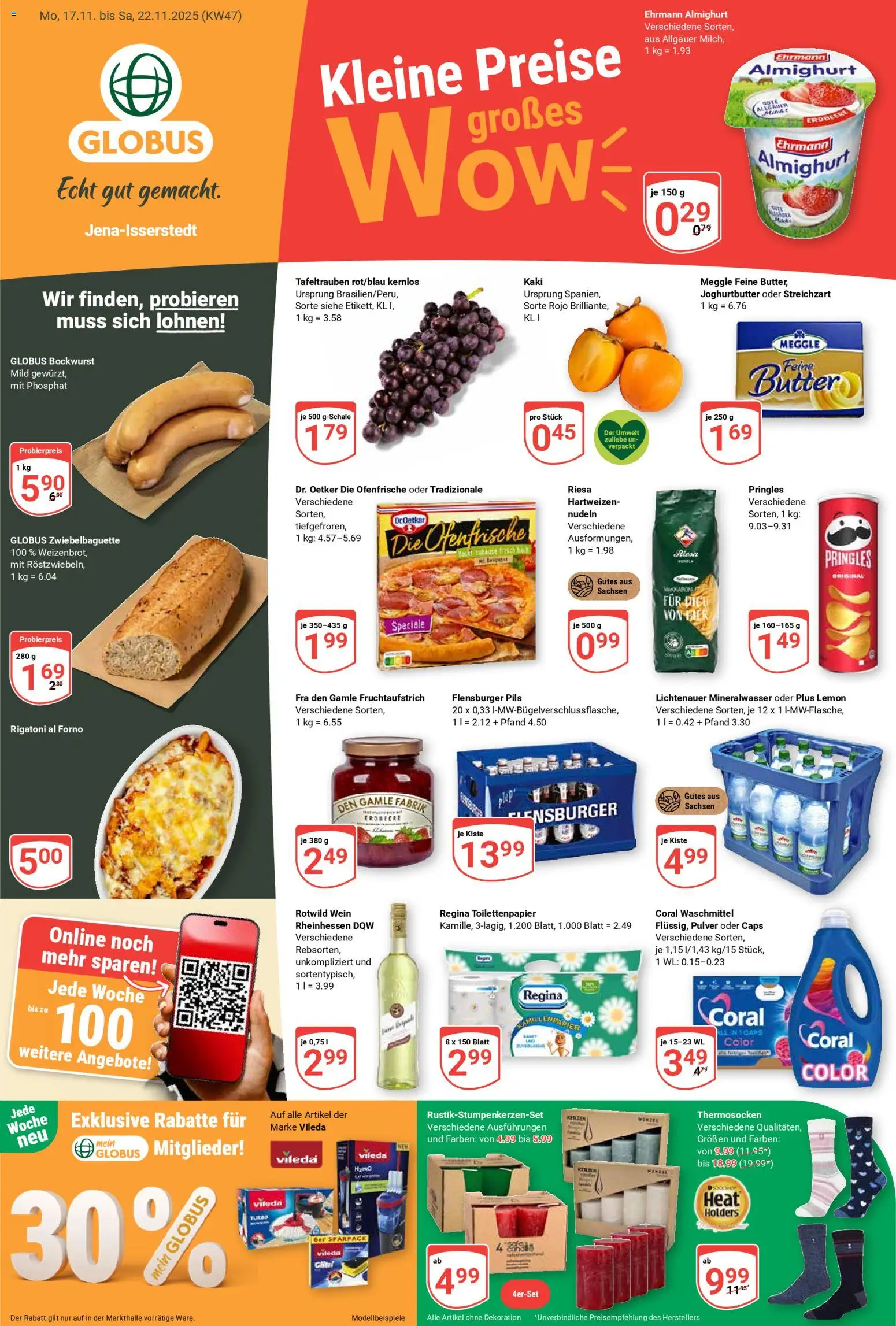 Globus Prospekt 	 – gültig ab 17.11.2025 | Seite: 1 | Produkte: Mineralwasser, Flensburger, Waschmittel, Wein