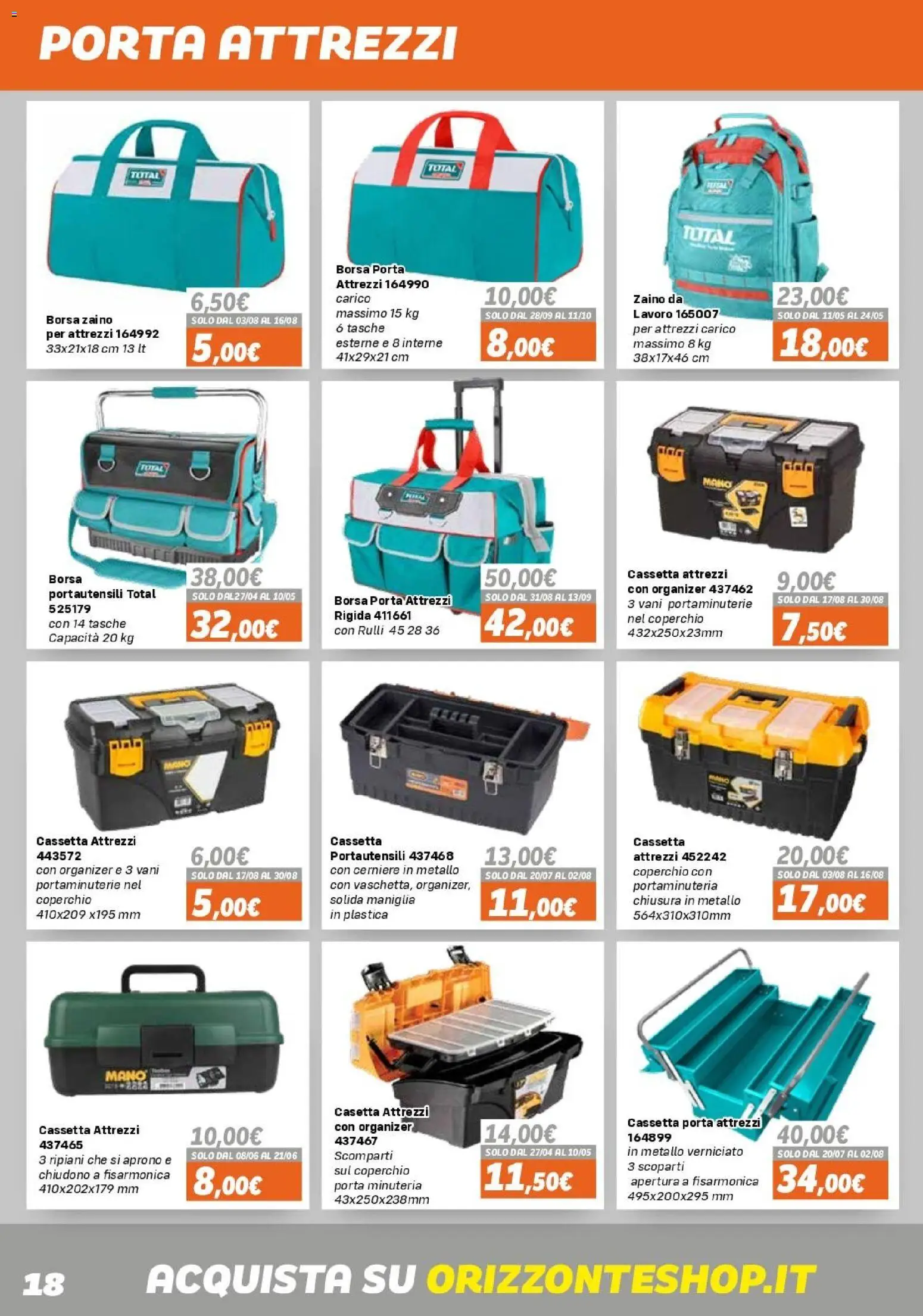 Volantino Orizzonte del 15.04.2026 | Pagina: 18 | Prodotti: Zaino, Borsa