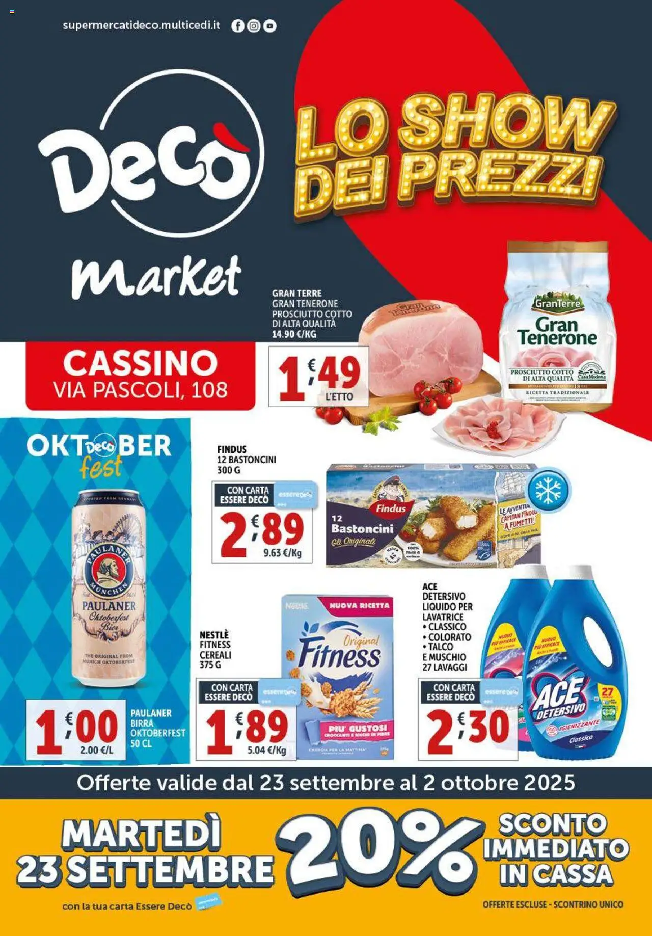 Volantino Decò del 23.09.2025 | Pagina: 1 | Prodotti: Prosciutto Cotto, Birra, Prosciutto, The