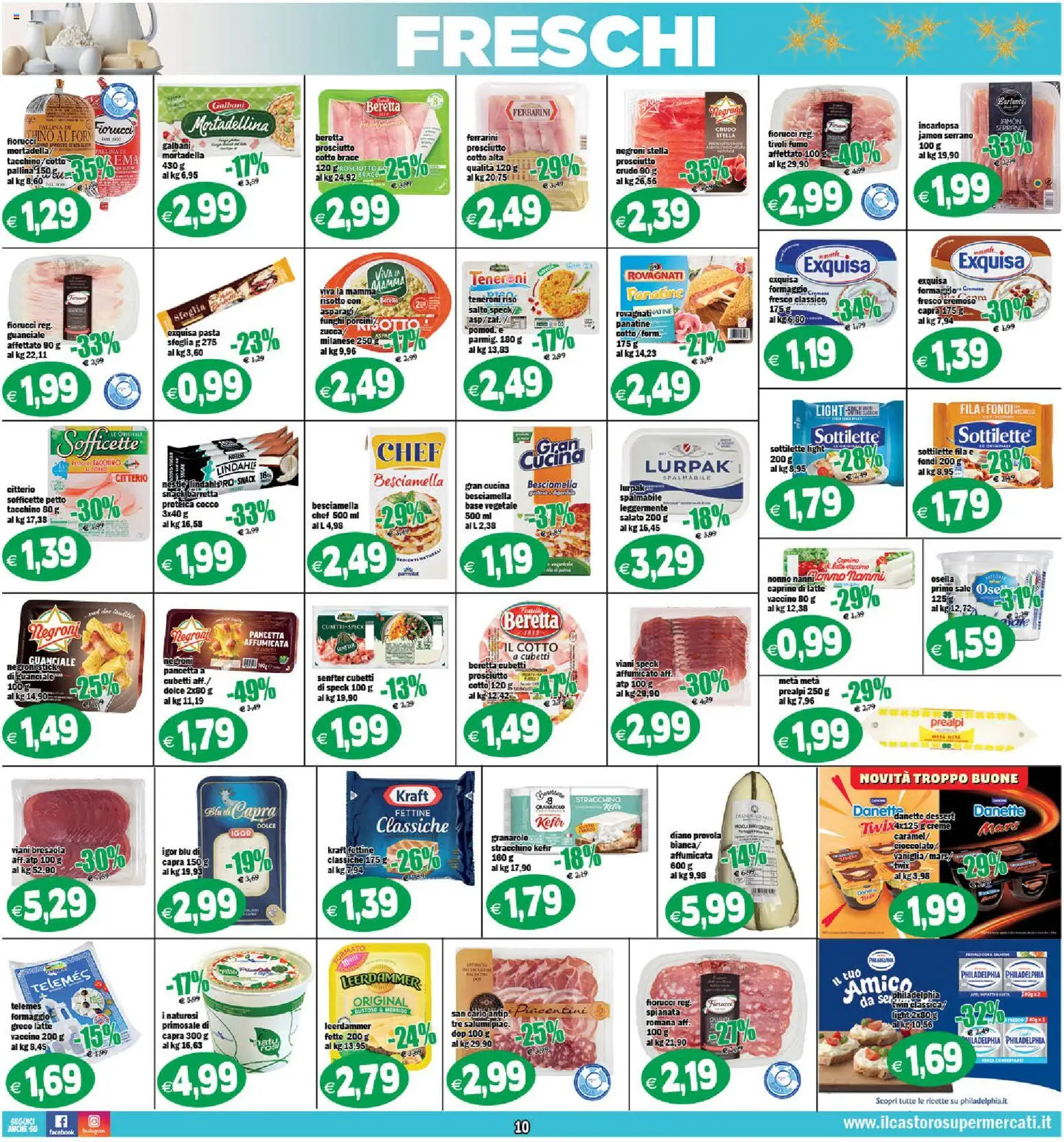 Volantino Il Castoro del 16.12.2025 | Pagina: 10 | Prodotti: Speck, Riso, Prosciutto, Pasta