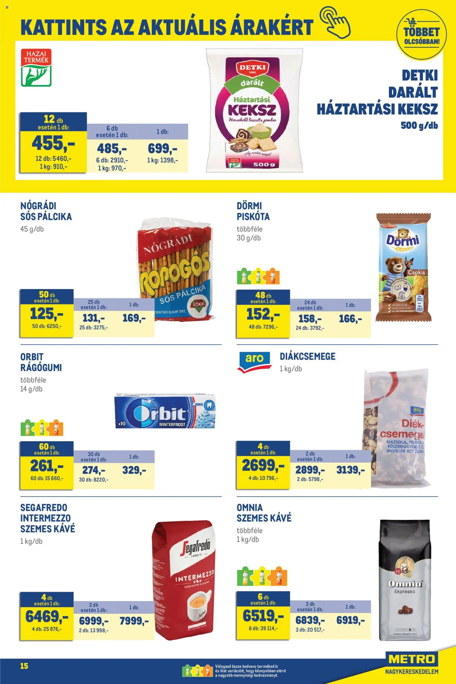 Metro akciós ujság - amely érvényes a következő dátumtól: 01.03.2026 | Oldal: 15 | Termékek: Háztartási keksz, Diákcsemege, Kávé, Földimogyoró