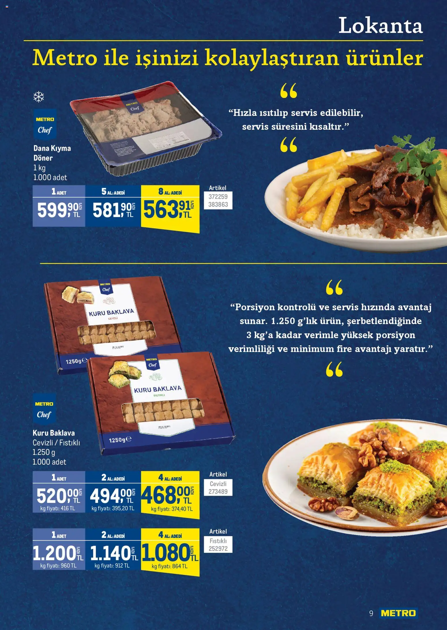 Metro - Lokantalar - 24.12.2025 tarihinden itibaren geçerlidir | Sayfa: 9 | Ürünler: Döner, Kıyma