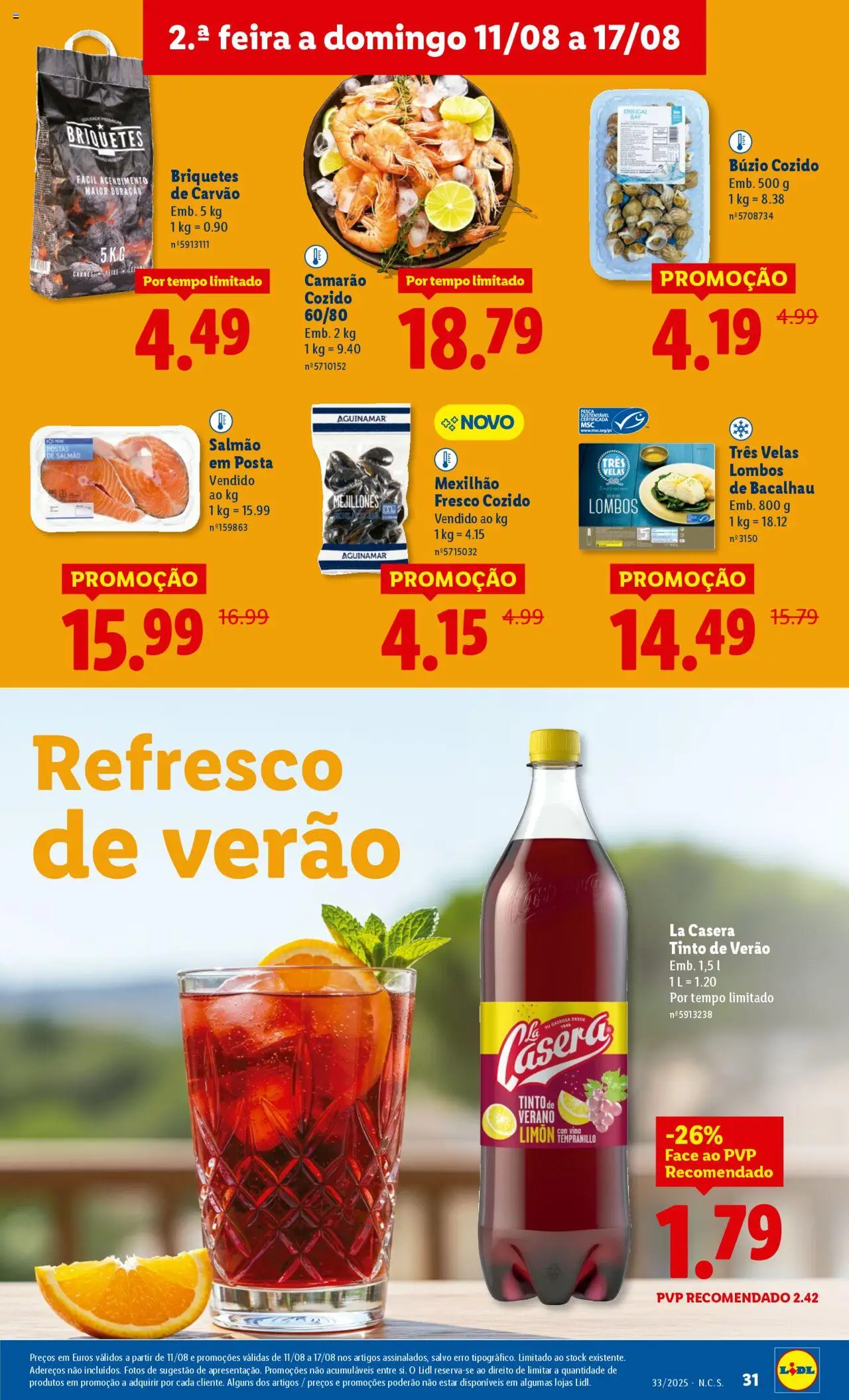 Lidl folheto │ válido de 11.08.2025 | Página: 31 | Produtos: Bacalhau, Camarão, Salmão, Peixe