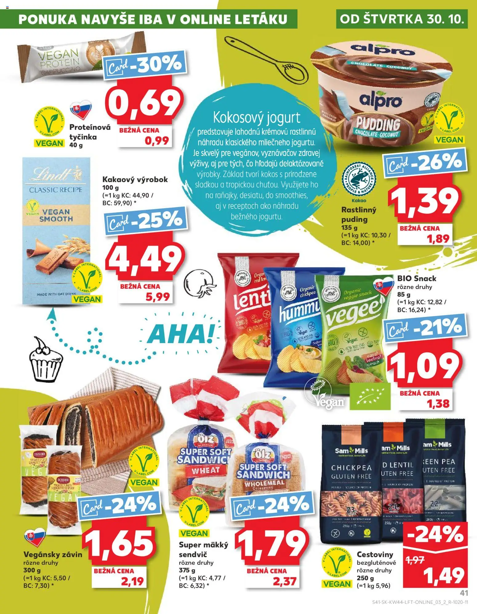 Kaufland SK akciós ujság - amely érvényes a következő dátumtól: 30.10.2025 | Oldal: 41 | Termékek: Puding, Cappuccino, Protein, Vegán