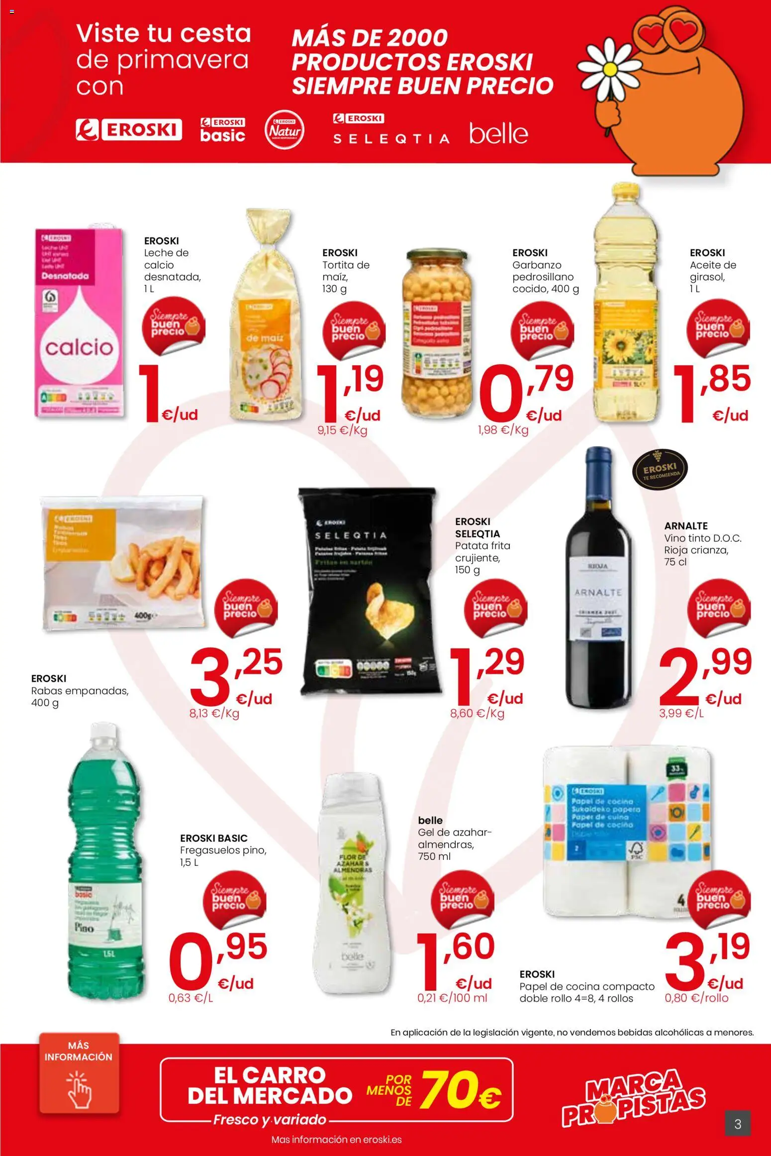 Eroski - Viste tu cesta de primavera Center │ válido desde el 12.03.2026 | Página: 3 | Productos: Aceite, Vino, Té, Cocina